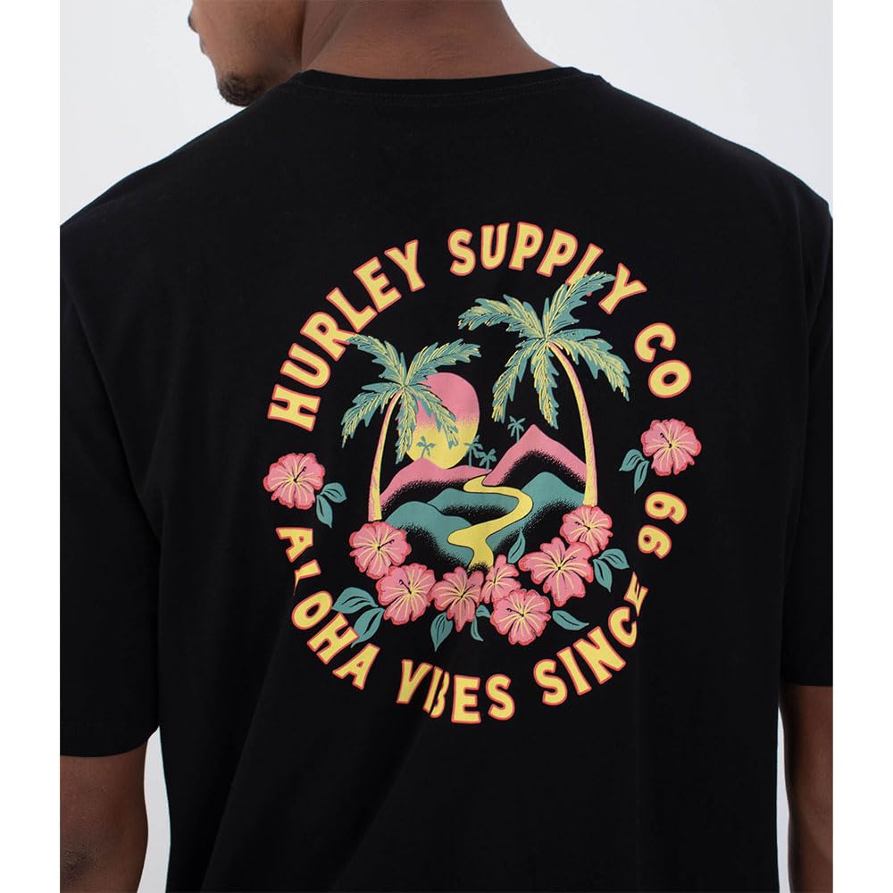 hurley-hawaiian-island-t-shirt-herren-rot-print-rundhals image 3