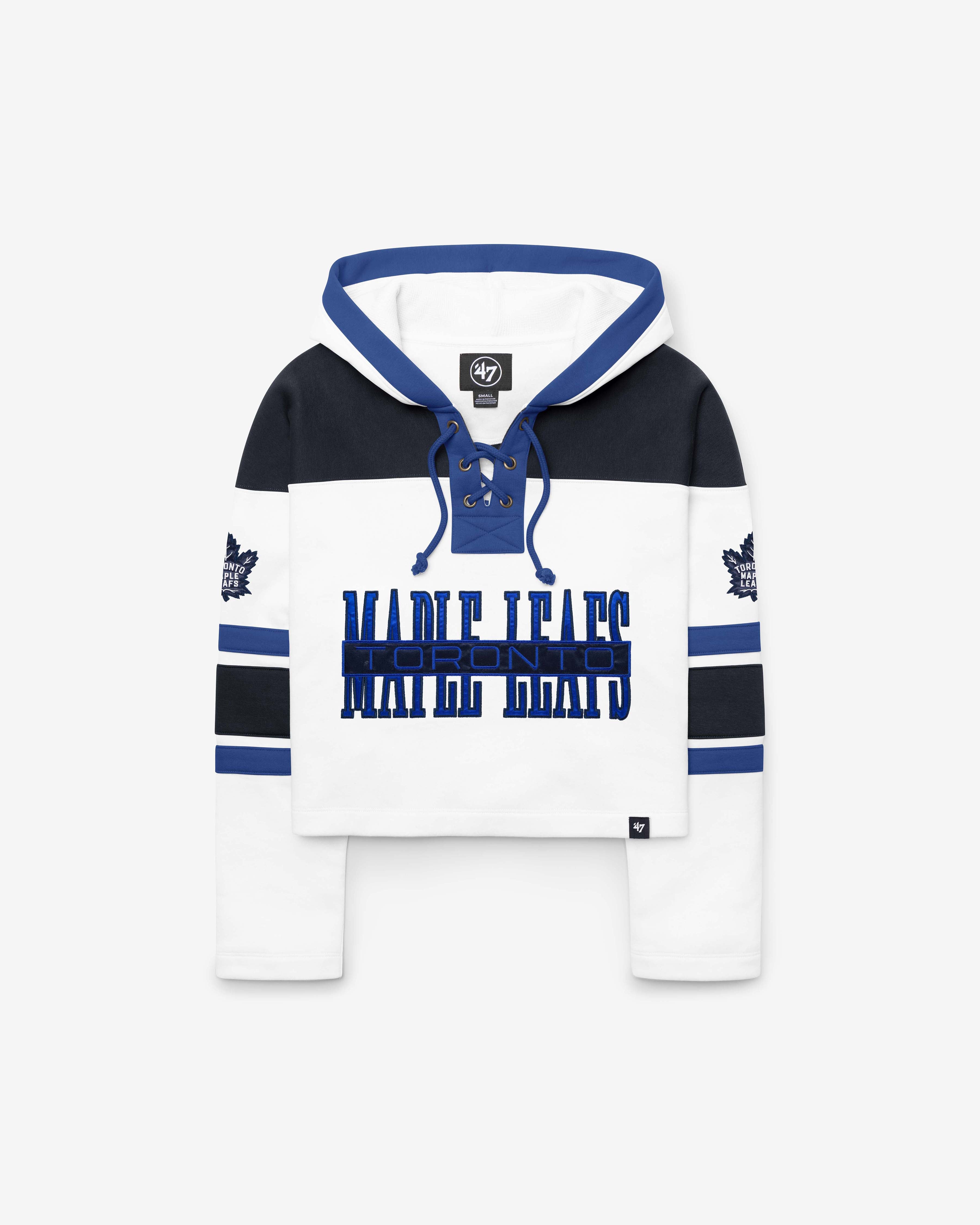 47-brand-lacer-toronto-maple-leafs-cut-thru-hoodie-white-wash image 1