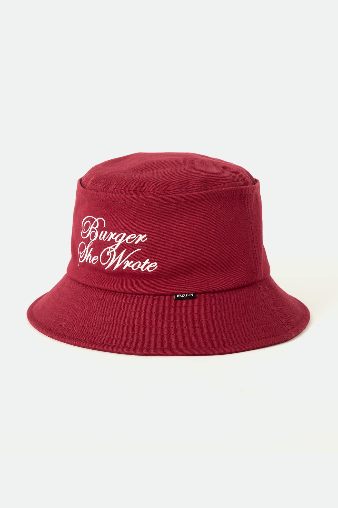 brixton-burger-she-wrote-bucket-hat-burgundy image 1
