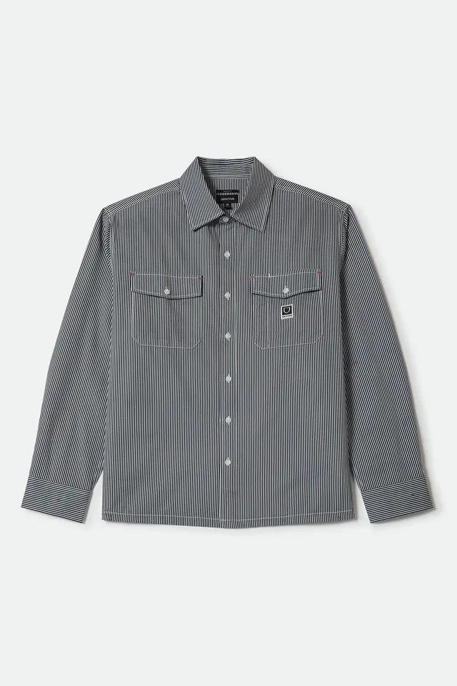 brixton-journey-lightweight-hemd-navy-white-stripe-langarm image 1