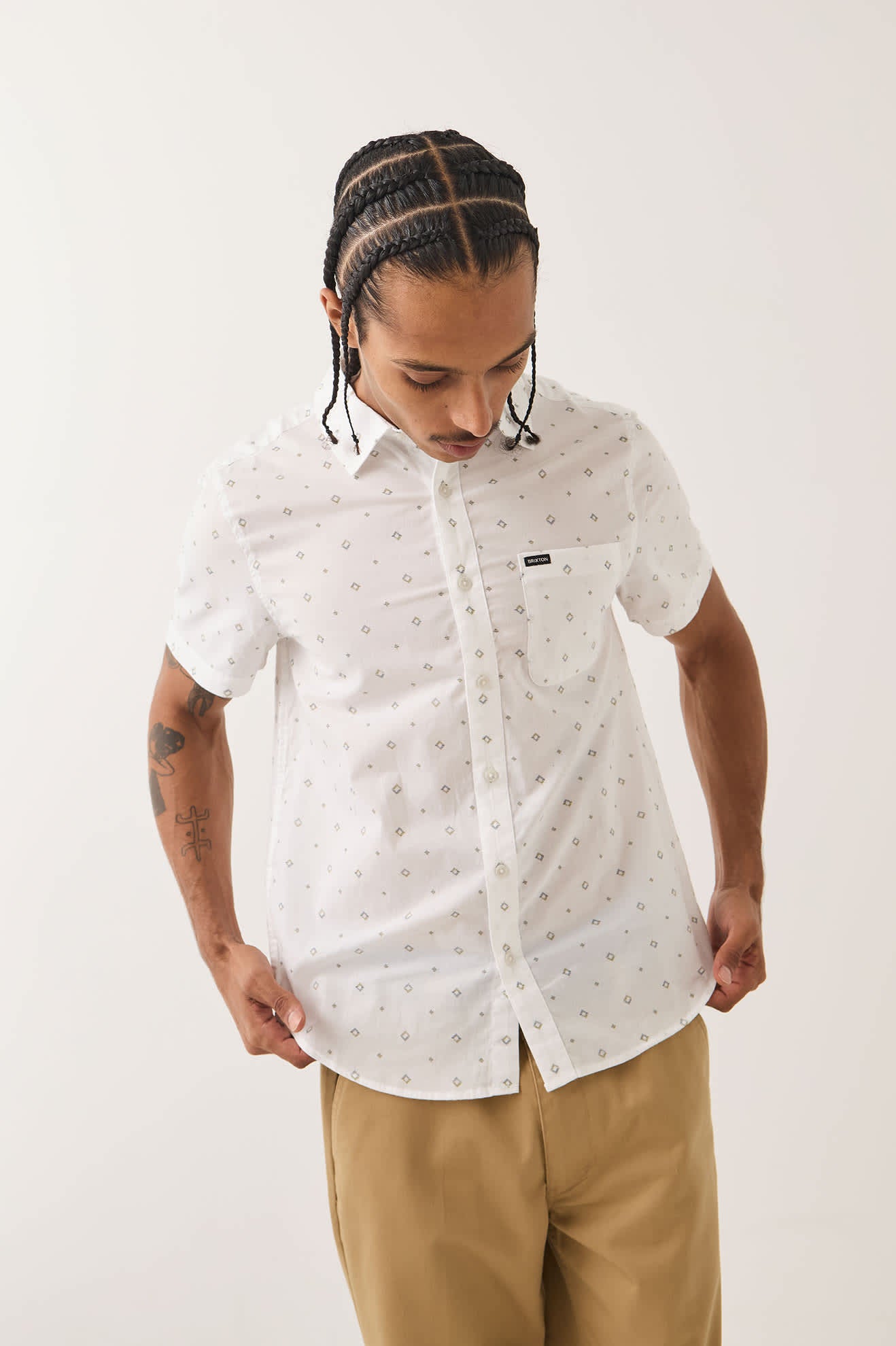 brixton-charter-print-shirt-kurzarm-white-geo-stretch image 6