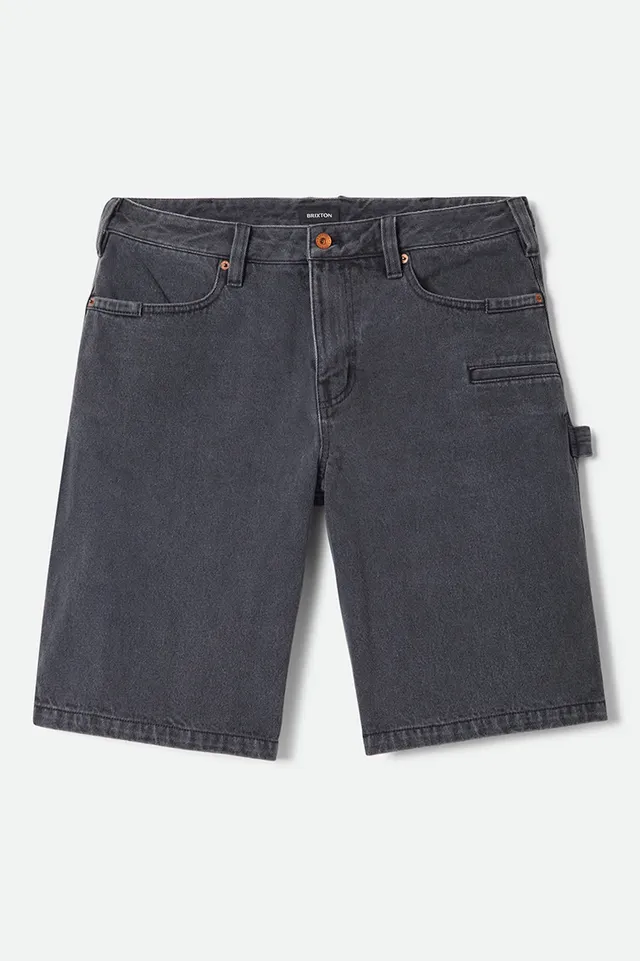 brixton-builders-carpenter-baggy-shorts-washed-black-denim image 1