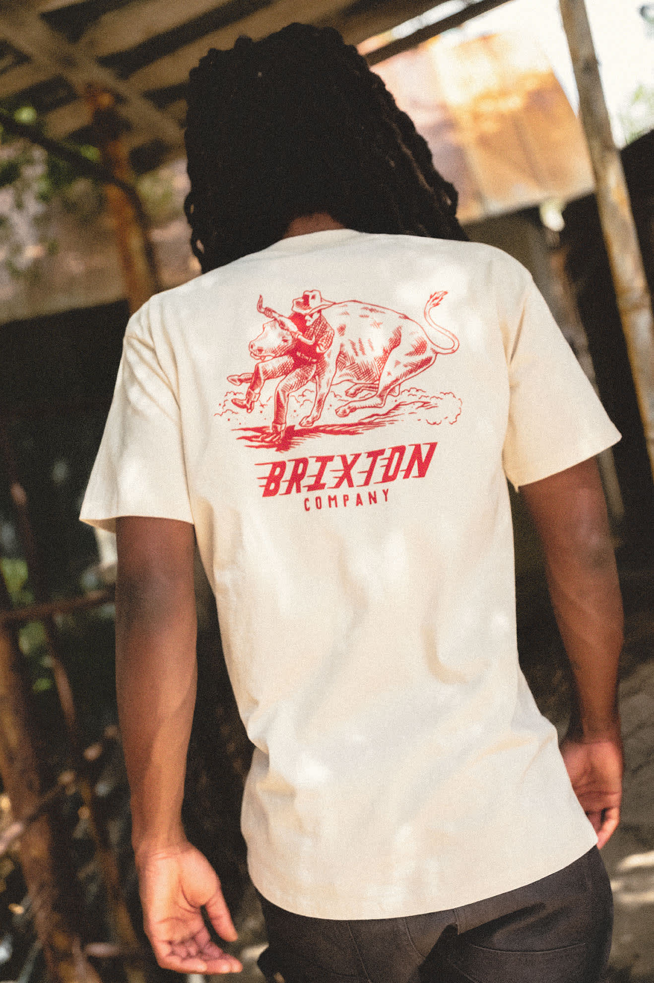 brixton-bulldogger-t-shirt-cream-western-print image 2