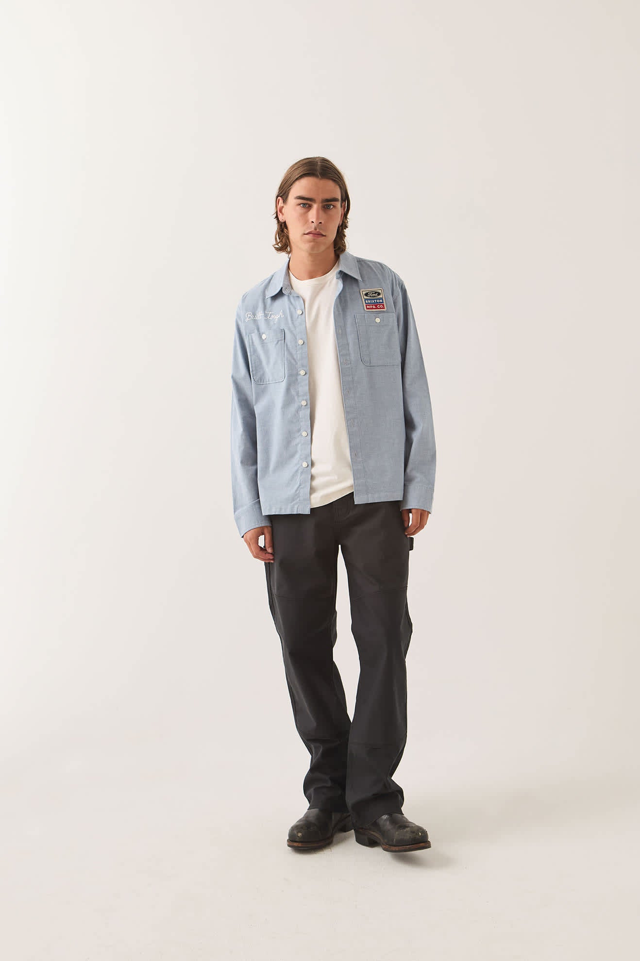brixton-ford-workshirt-blue-chambray-button-up-stretch image 3