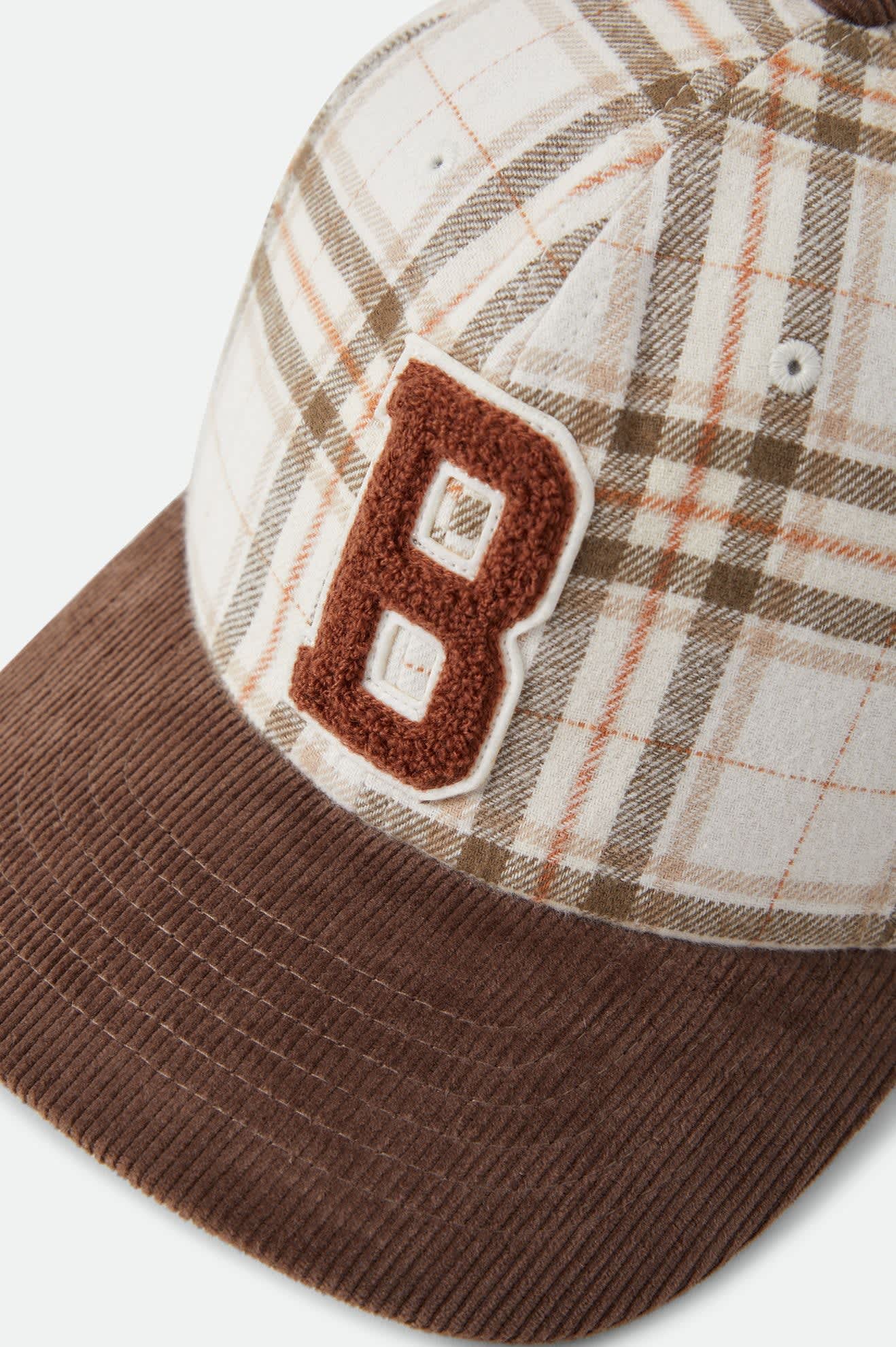 brixton-big-b-cap-whitecap-plaid-brown-cord-verstellbar image 3