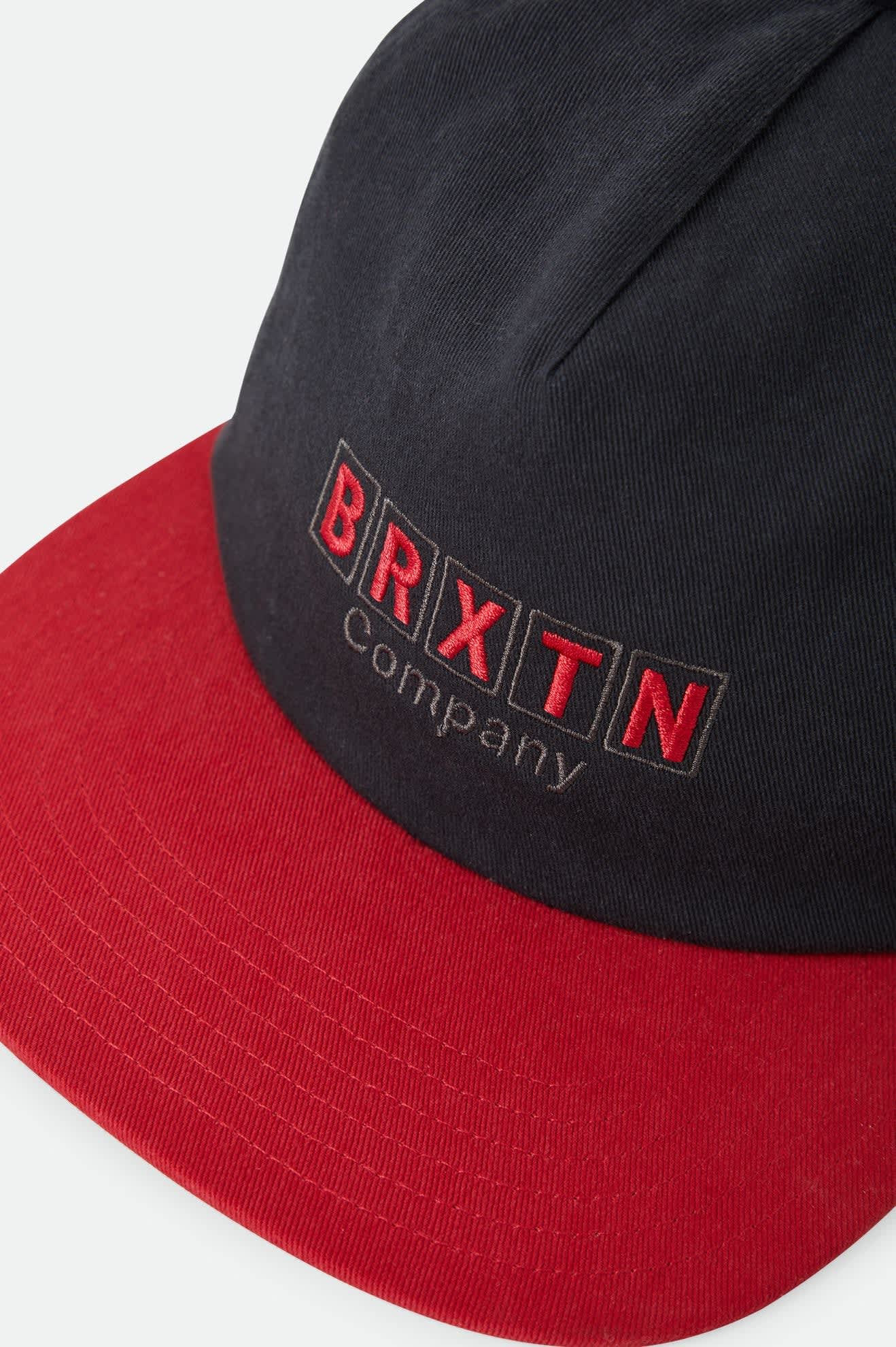 brixton-blocked-snapback-cap-schwarz-rot-baumwolle image 3