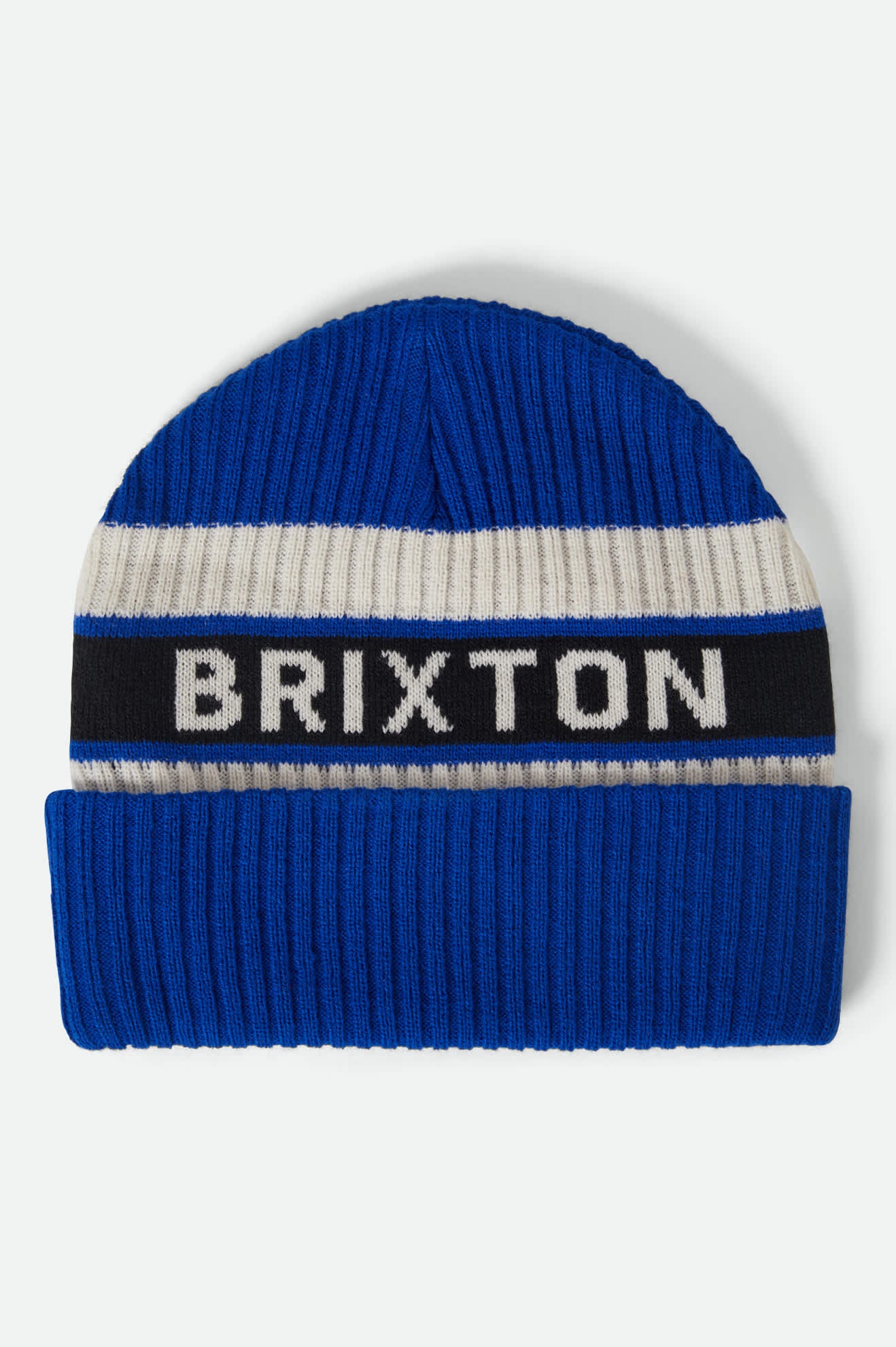 brixton-rainier-striped-beanie-royal-white-black-acryl image 1