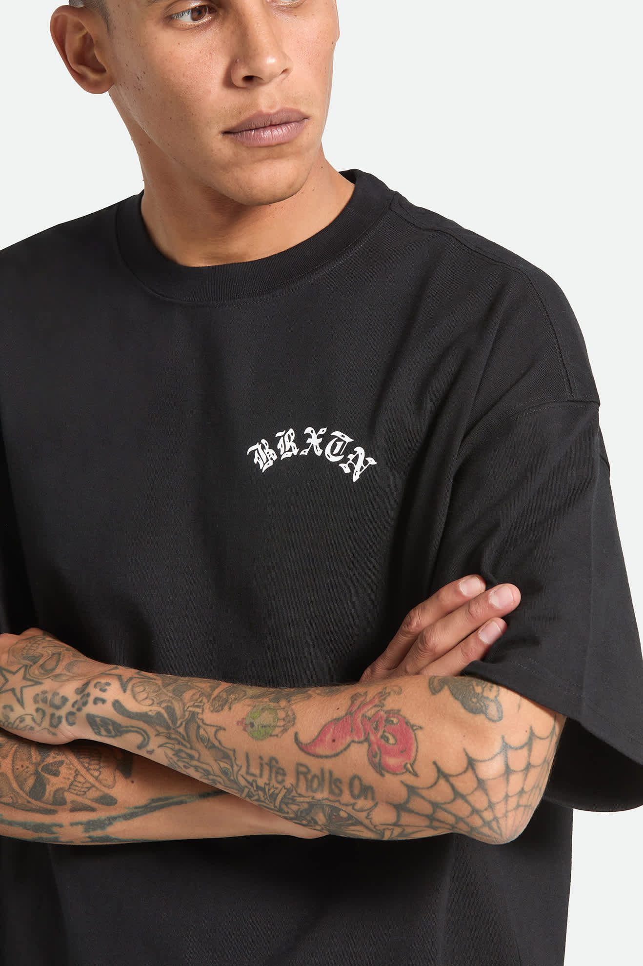 brixton-drive-oversized-t-shirt-schwarz-baumwolle image 5