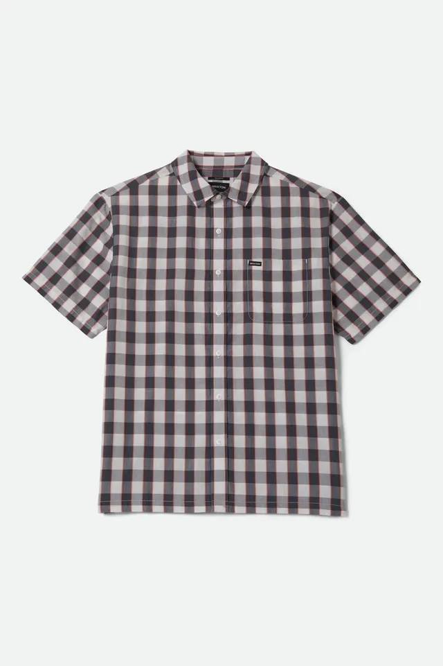 brixton-cru-plaid-kurzarmhemd-schwarz-off-white-rot-karohemd image 1