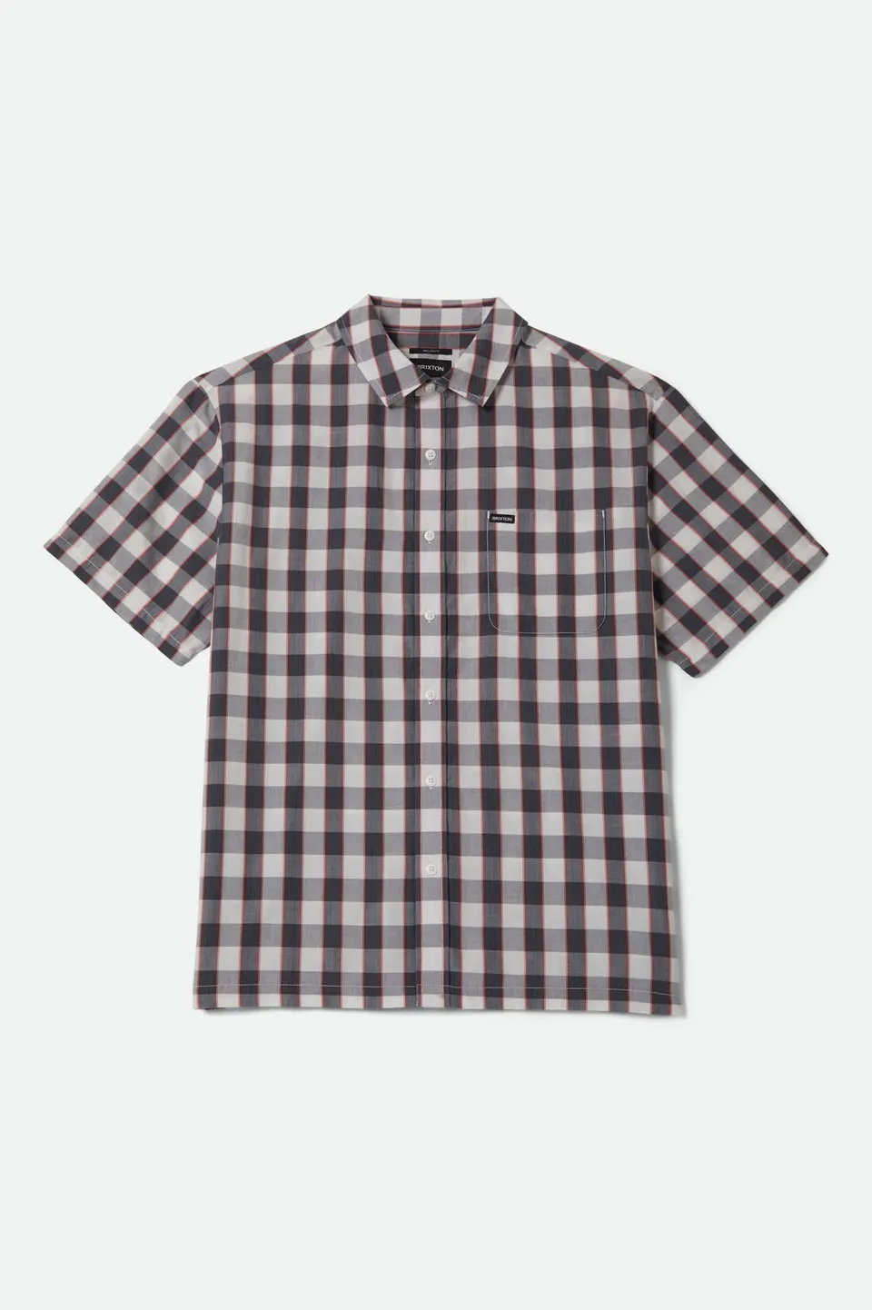 brixton-cru-plaid-kurzarmhemd-schwarz-off-white-rot-karohemd image 1