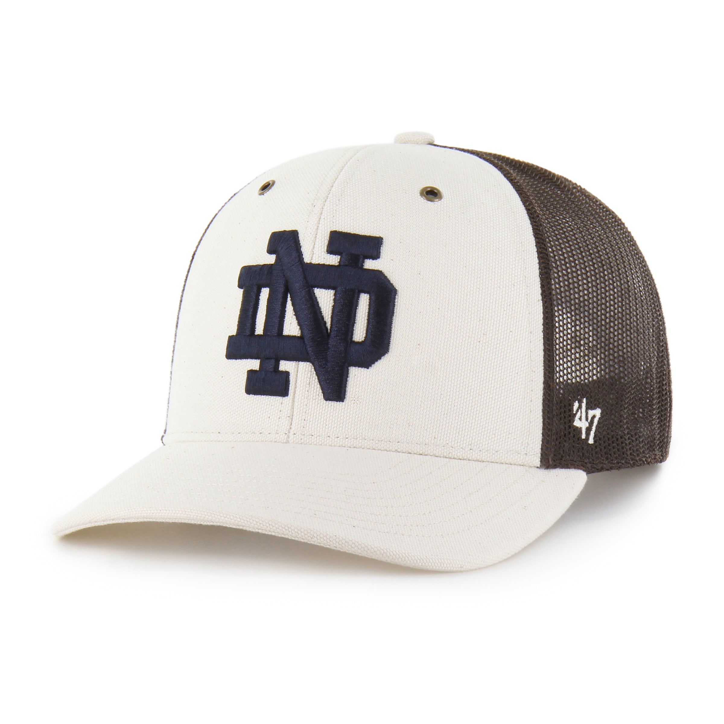 47-brand-notre-dame-carhartt-undyed-trucker-cap-natural image 1