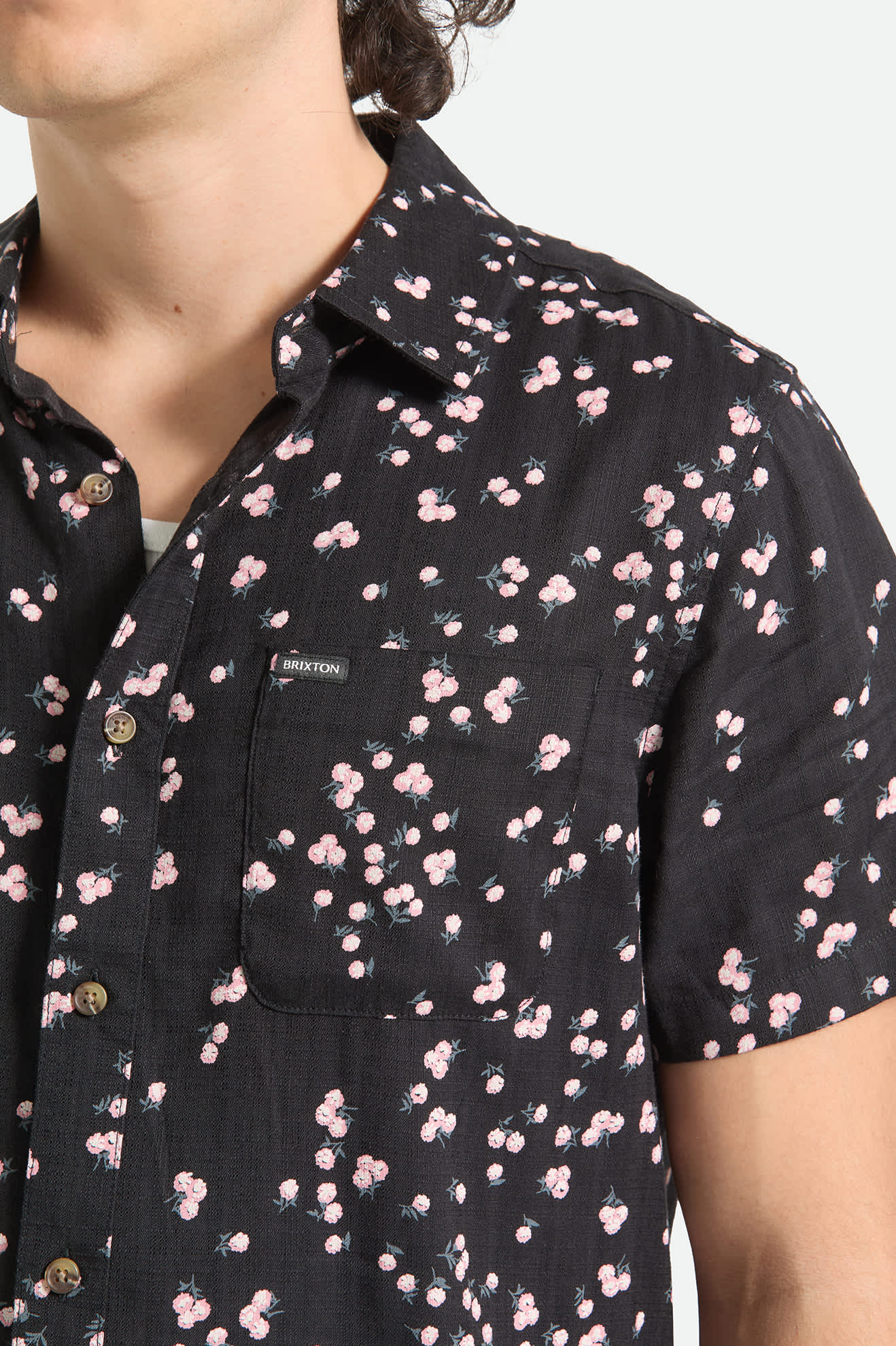 brixton-charter-slub-kurzarmhemd-black-pink-baumwolle image 4
