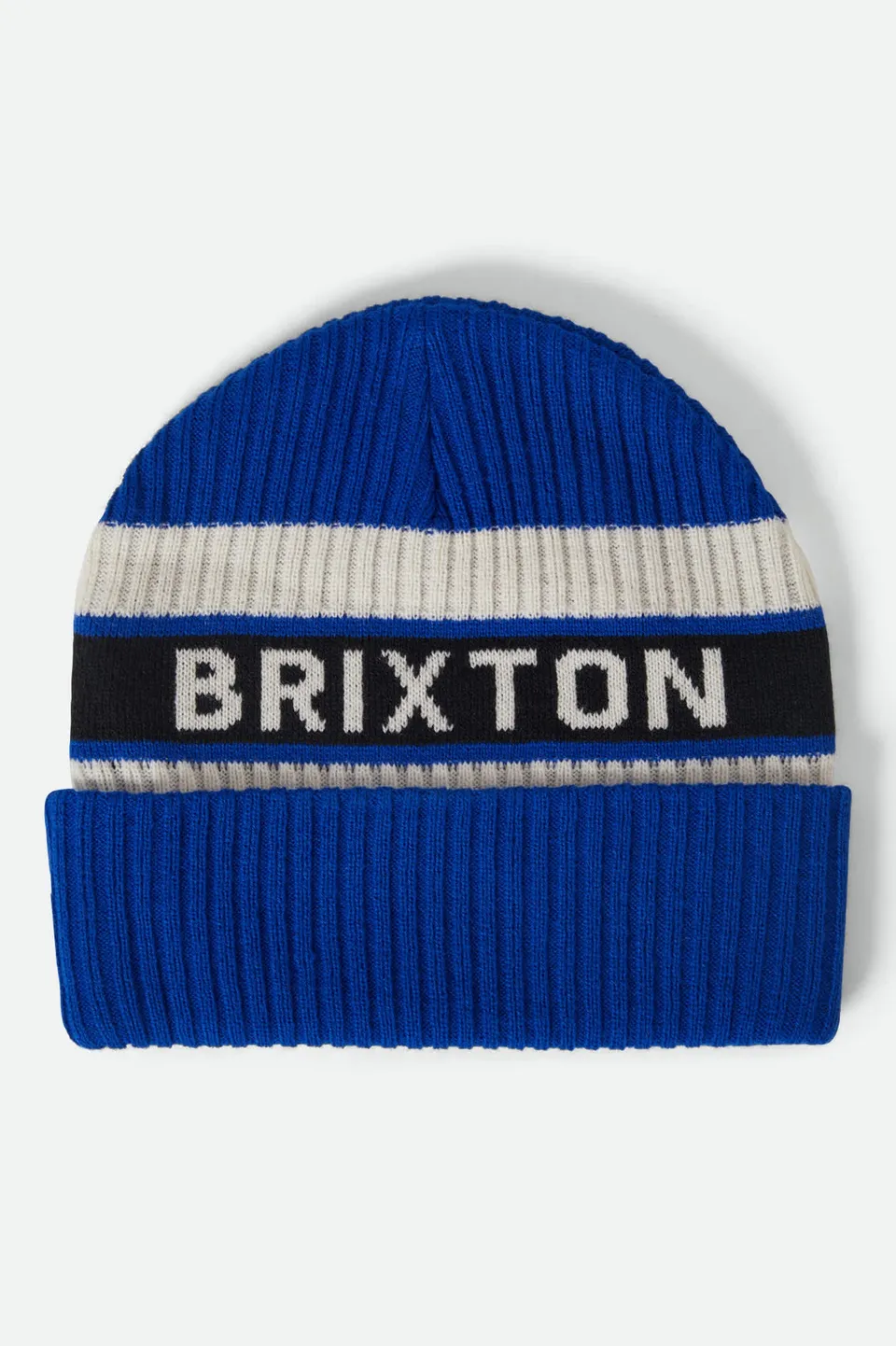 brixton-rainier-striped-beanie-royal-white-black-acryl image 1