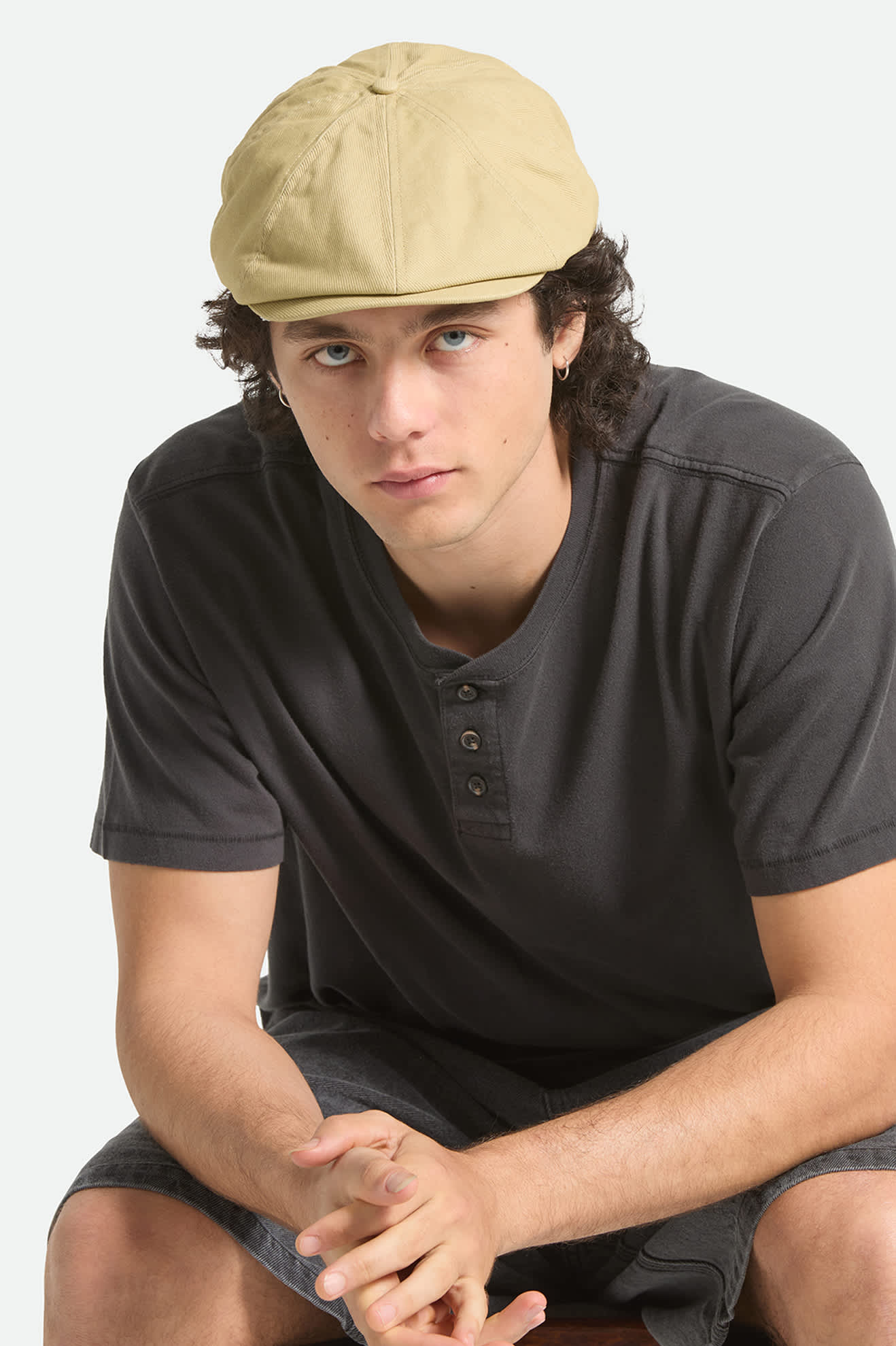 brixton-brood-newsboy-cap-schieberm-tze-washed-khaki-leinen image 2