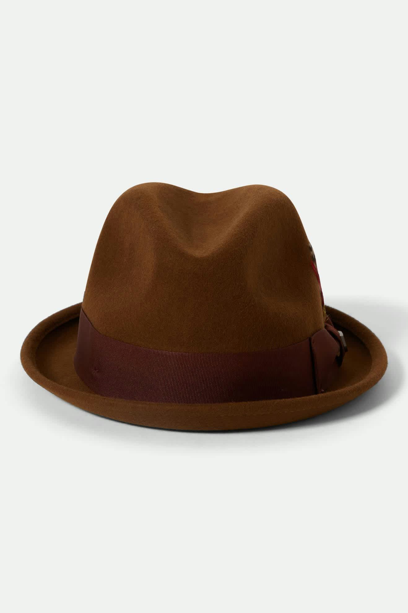 brixton-gain-fedora-hut-coffee-chestnut-filz-feder image 2