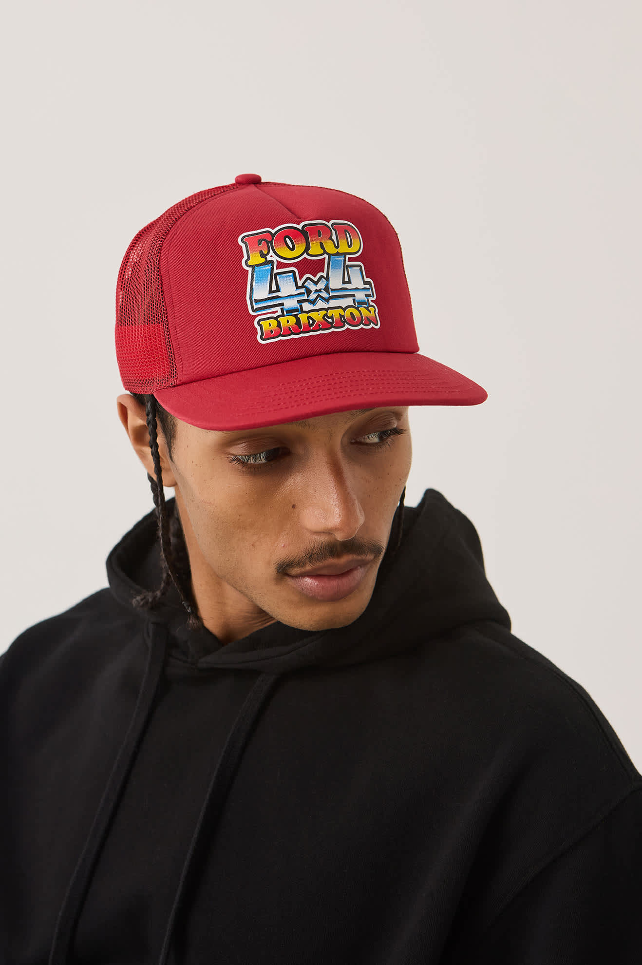 brixton-ford-4x4-chrome-trucker-cap-rangoon-red-verstellbar image 5