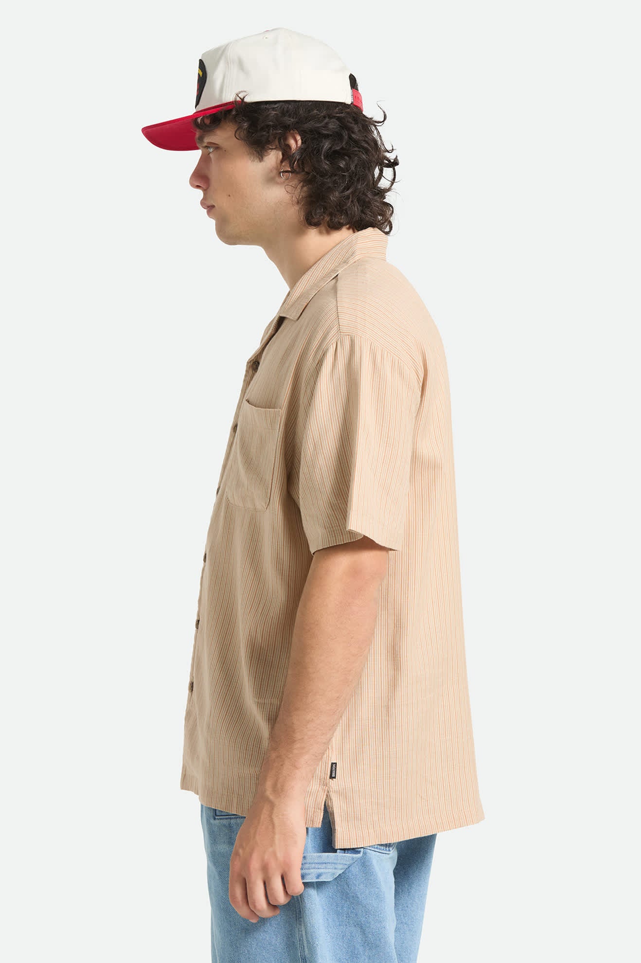 brixton-bunker-slub-kurzarmhemd-italian-clay-stripe image 3