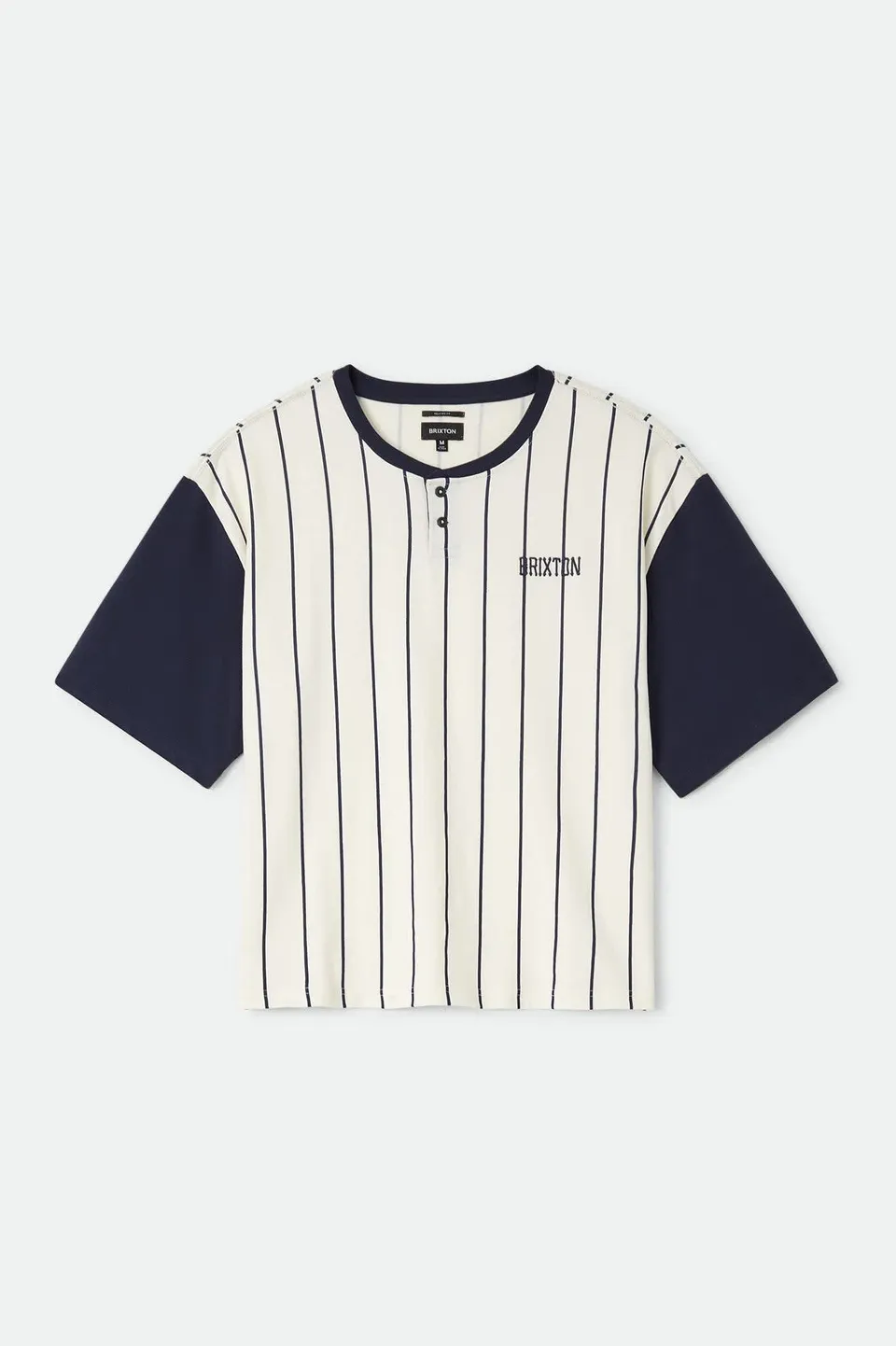 brixton-boxy-baseball-langarmshirt-off-white-stripe-washed-navy image 1