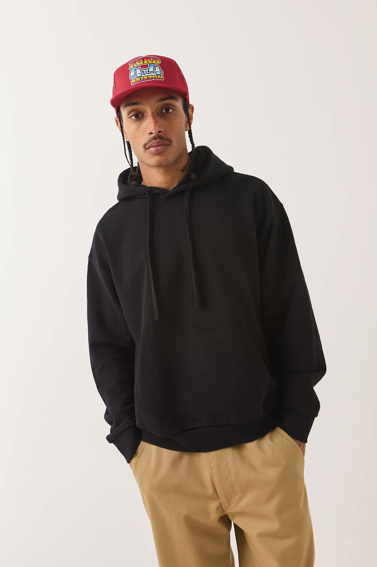 brixton-baseline-hood-fleece-hoodie-schwarz image 5