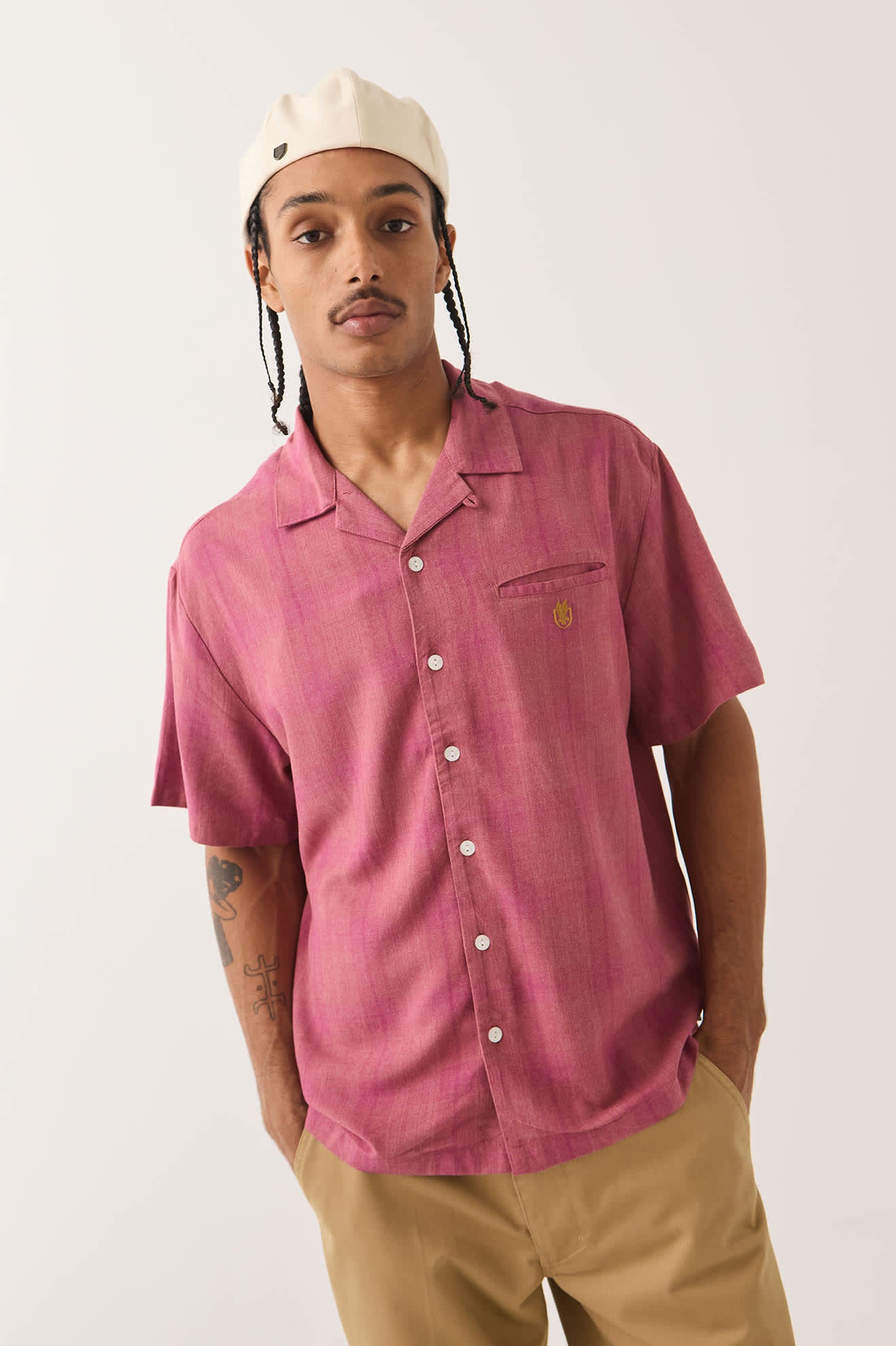 brixton-century-shirt-kurzarmhemd-pink-shadow-plaid-viskose image 6