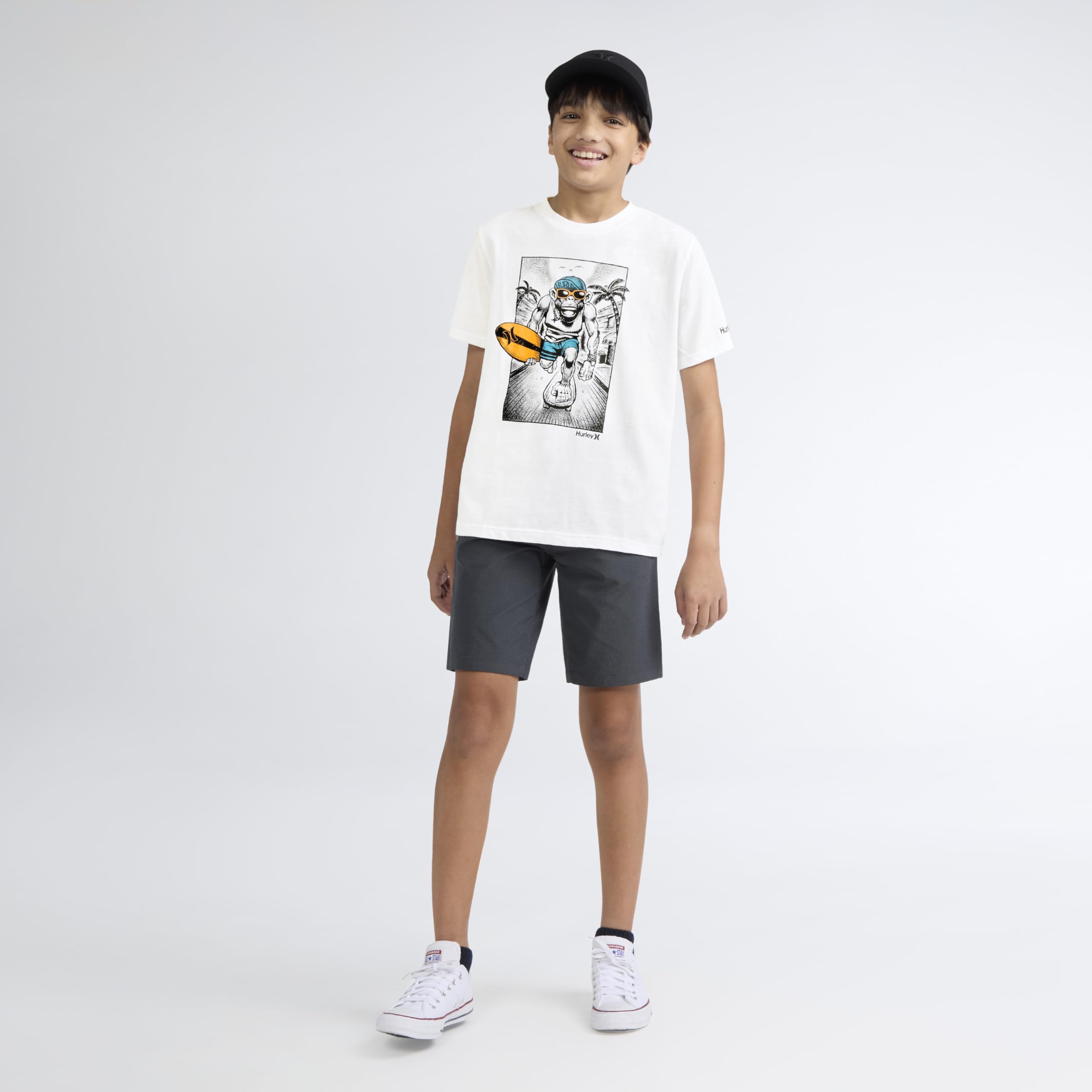 hurley-89060-grafik-t-shirt-kinder-blau-kurzarm image 4