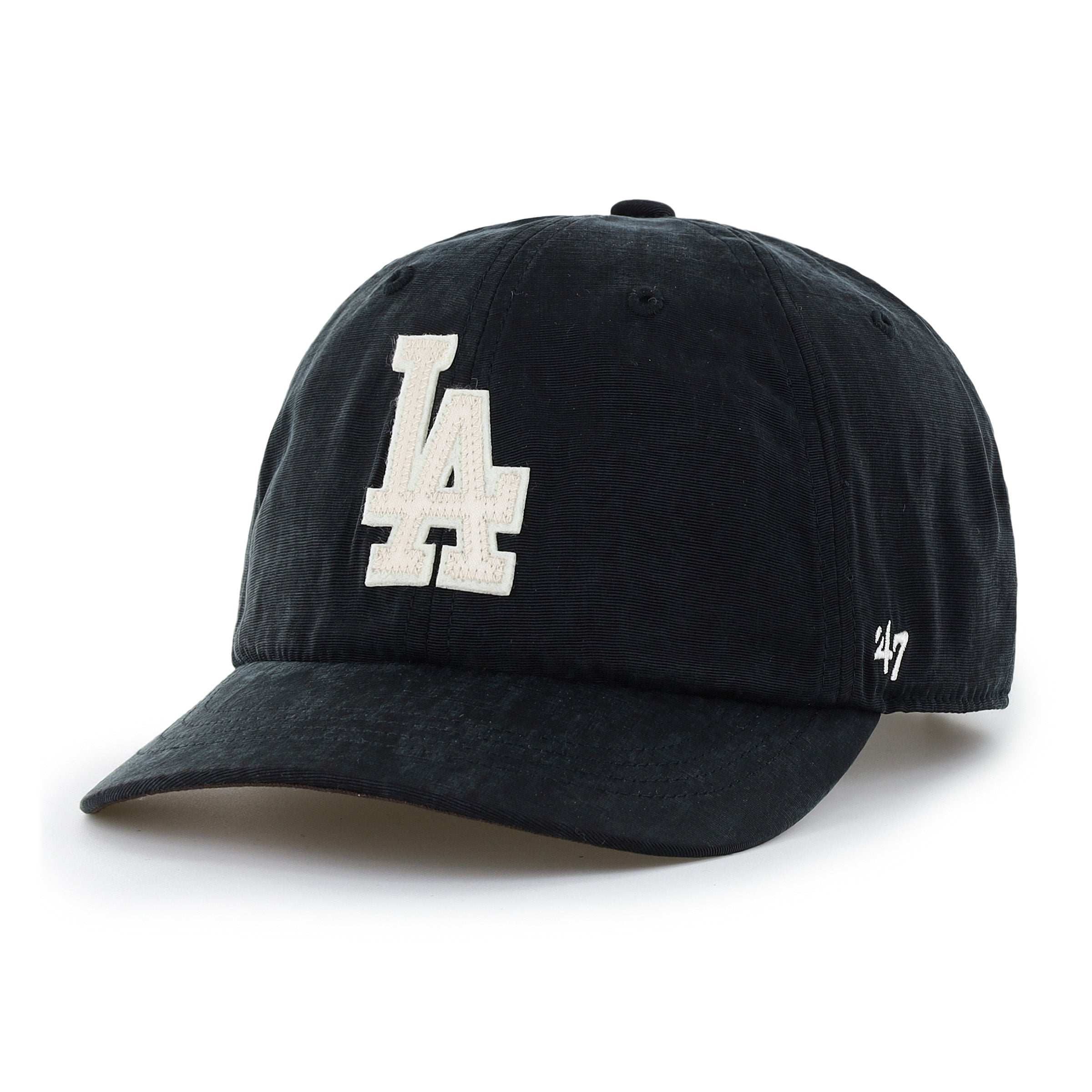 47-clean-up-dodgers-short-visor-dad-cap-schwarz-lederriemen image 1