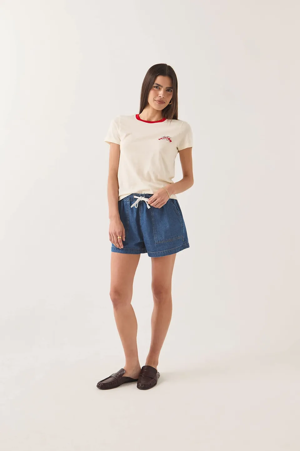 brixton-banner-slim-crew-t-shirt-off-white-baumwolle image 1