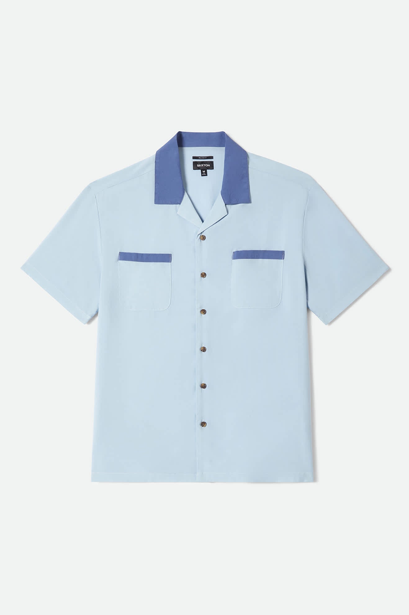 brixton-lafayette-kurzarmhemd-herren-blue-aura-viskose image 1