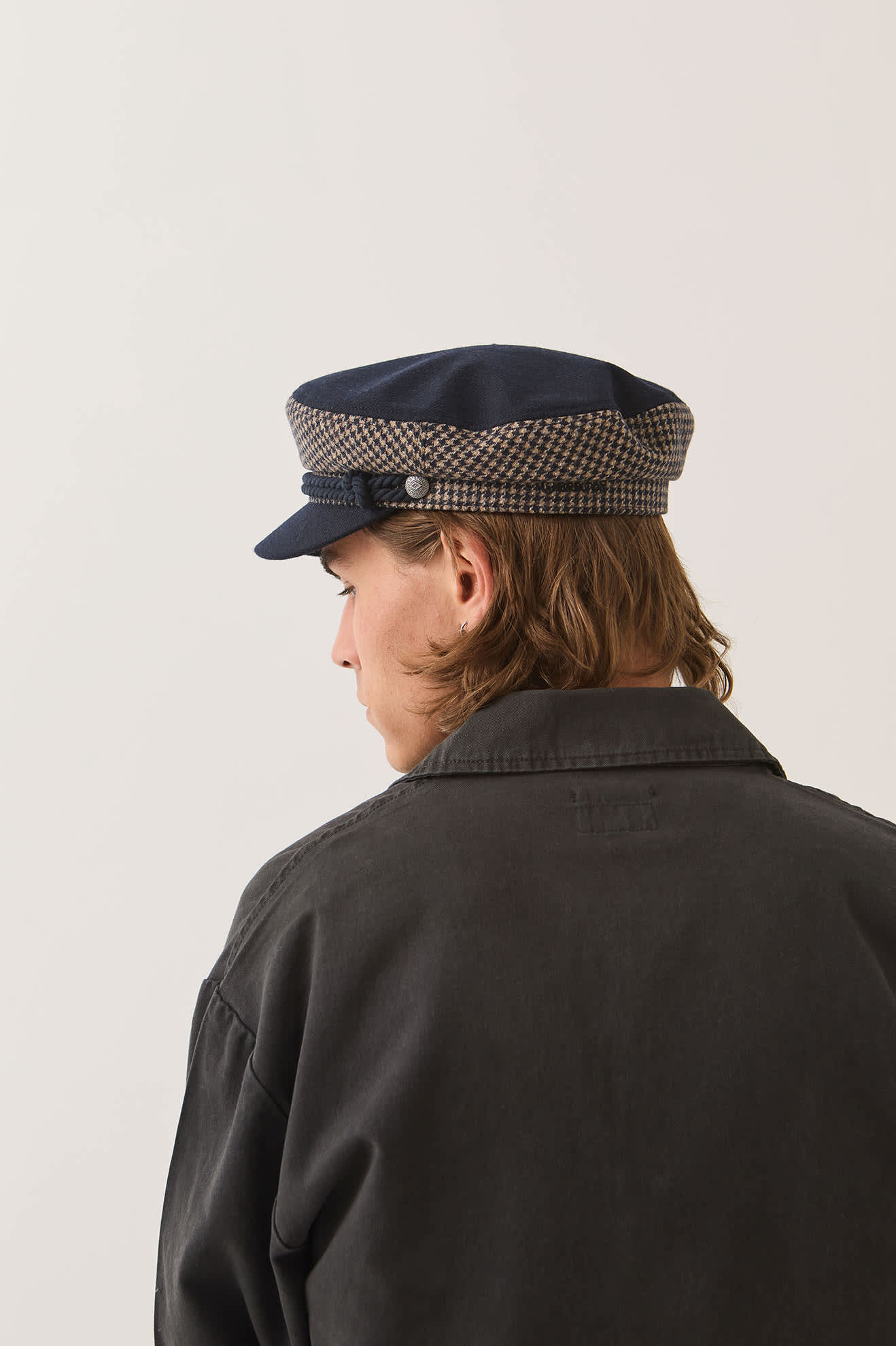 brixton-fiddler-fisherman-cap-navy-sand-houndstooth image 5
