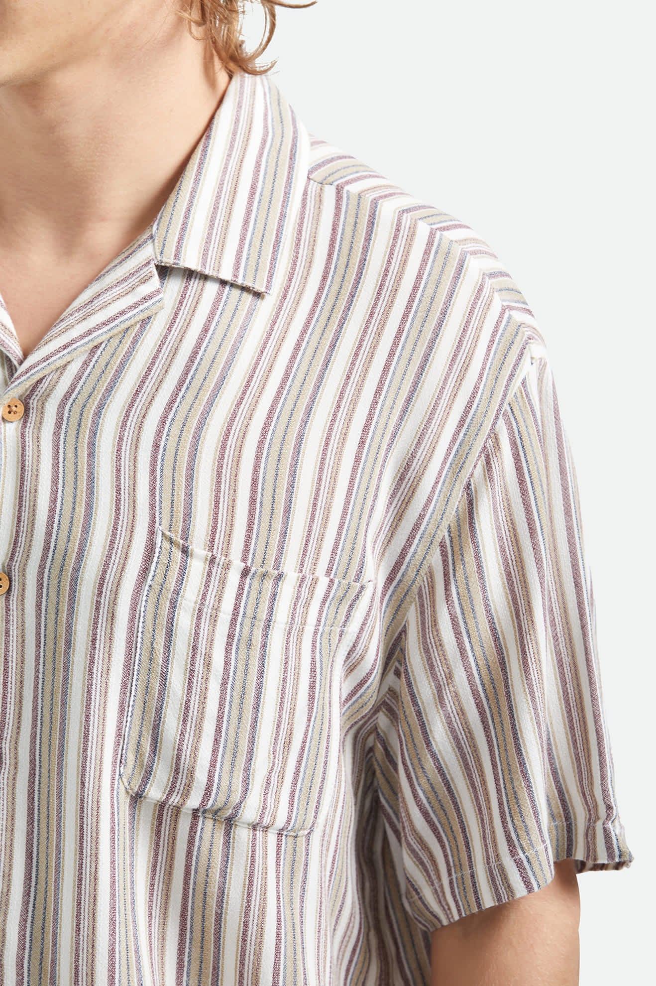 brixton-bunker-twisted-stripe-kurzarmhemd-robust-red-viskose image 5