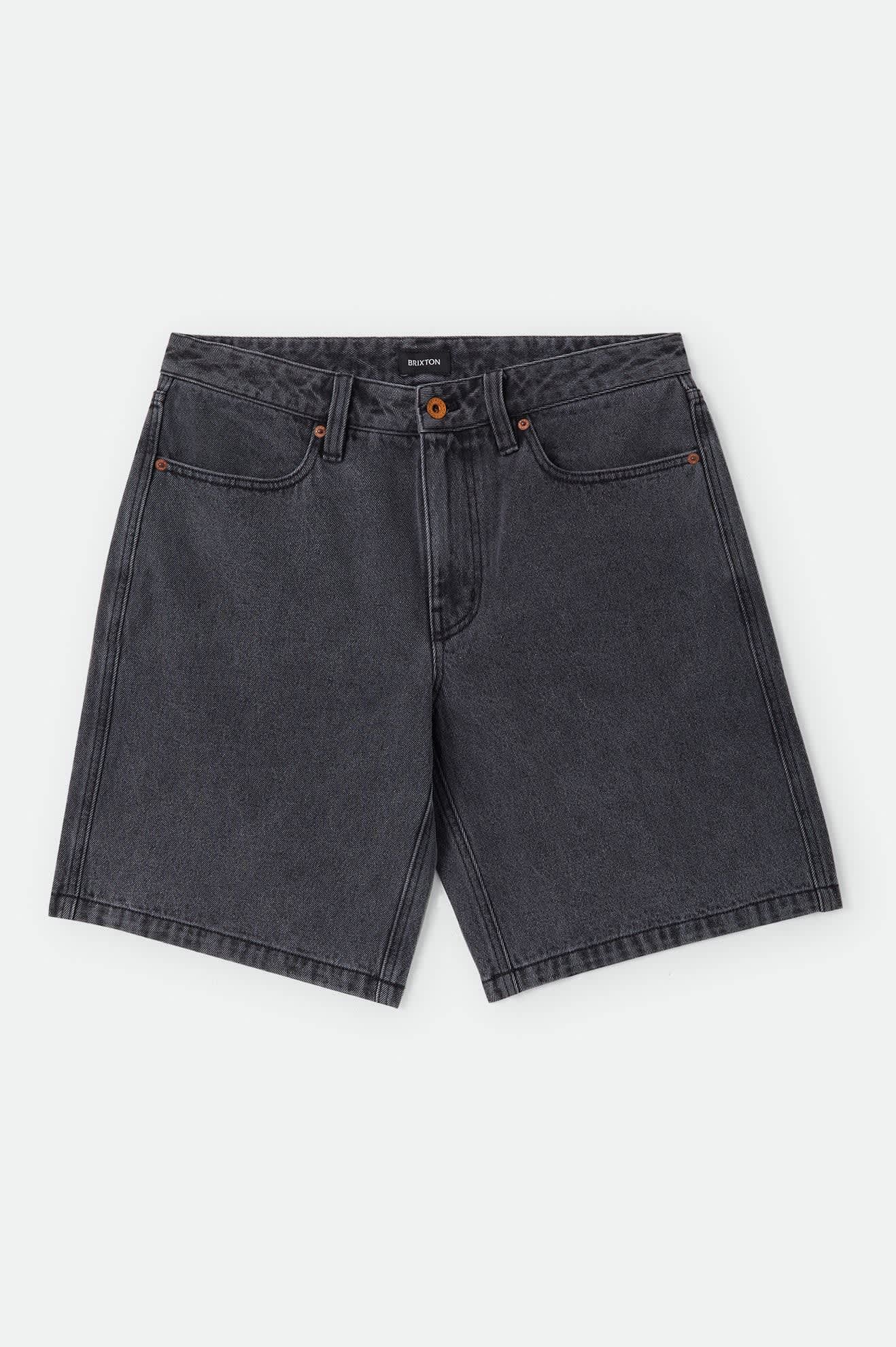 brixton-relaxed-short-washed-black-denim-baggy-schwarz image 1