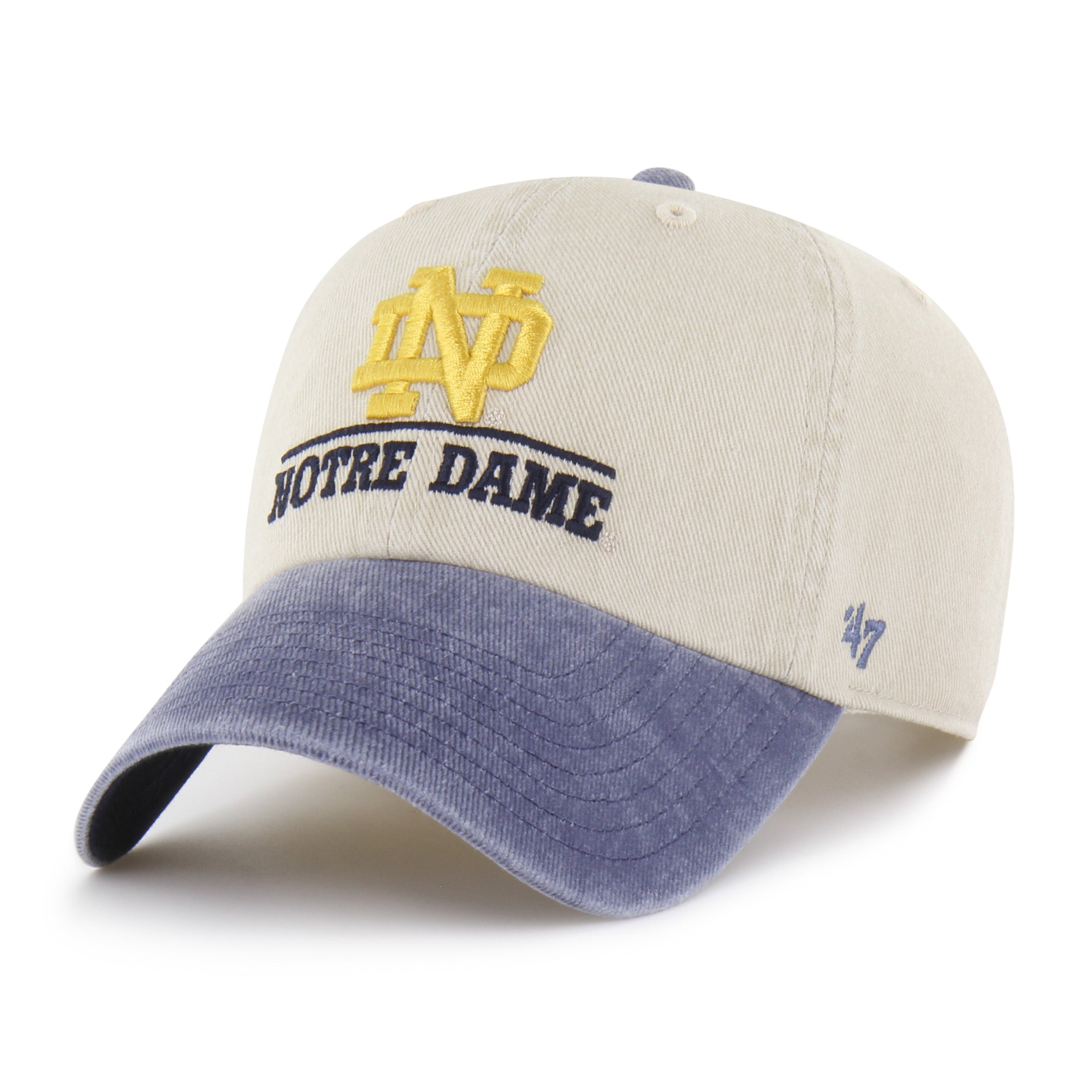 47-clean-up-cap-beige-notre-dame-two-tone-logo-line image 1