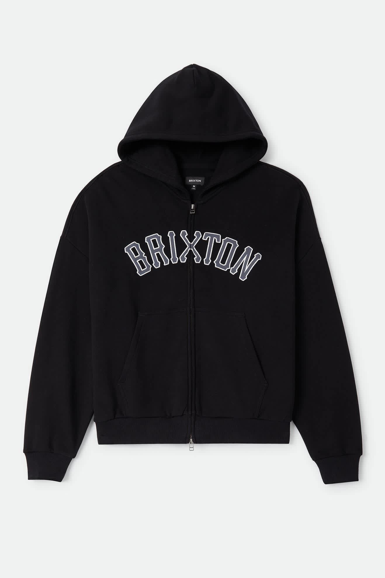 brixton-dugout-zip-hood-fleece-black-grey-terry image 1