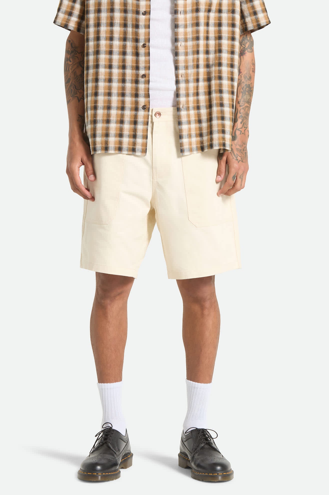brixton-surplus-herringbone-shorts-whitecap-baumwolle-7-inch image 2
