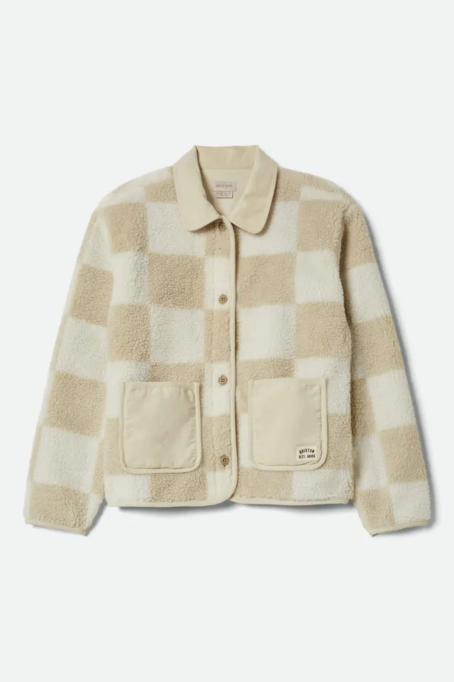 brixton-delilah-sherpa-jacke-white-natural-checker image 1