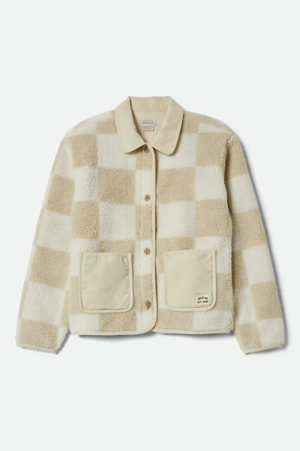 brixton-delilah-sherpa-jacke-white-natural-checker image 1