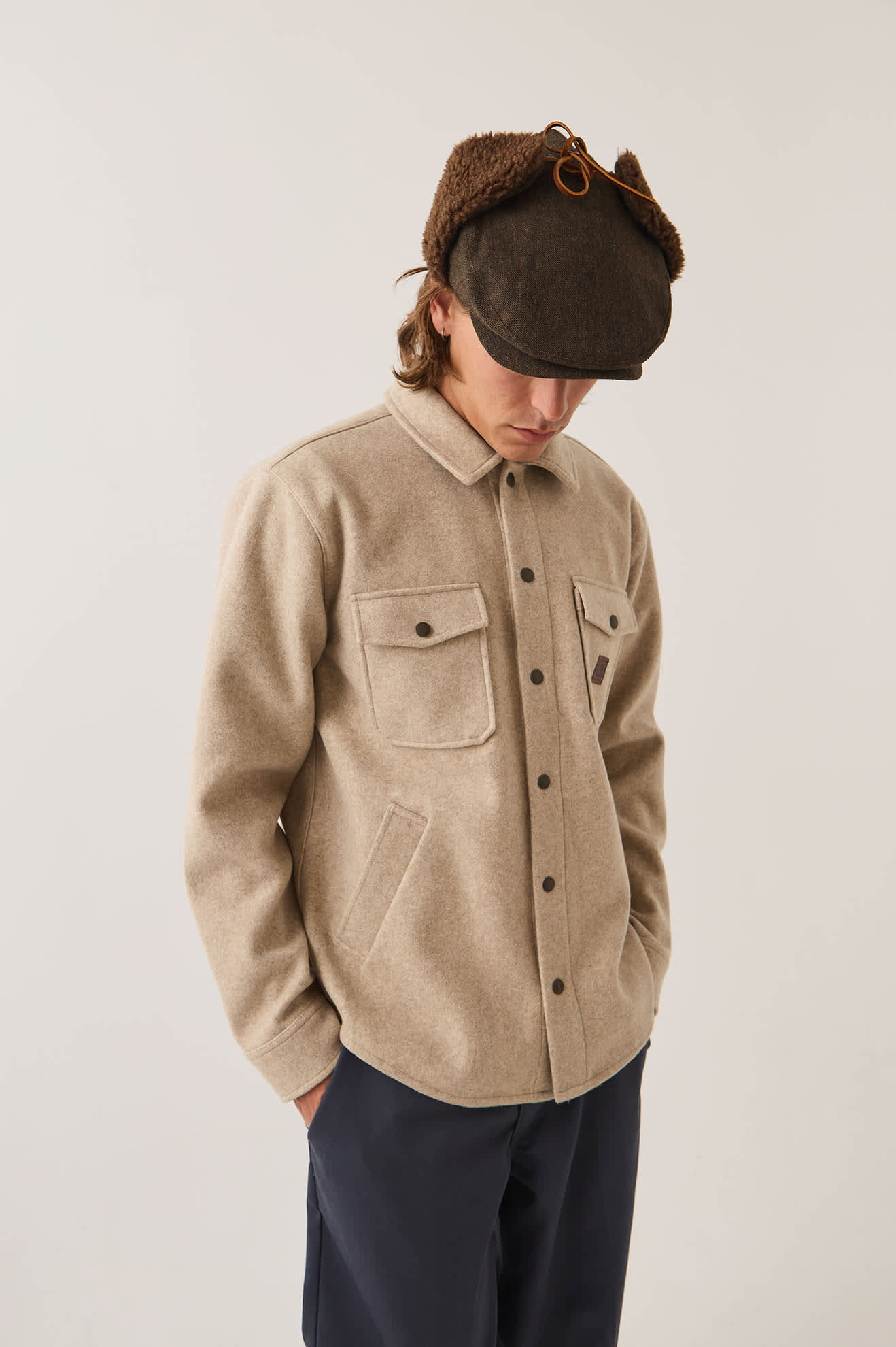 brixton-durham-felted-stretch-jacke-oatmeal-hemdjacke image 5