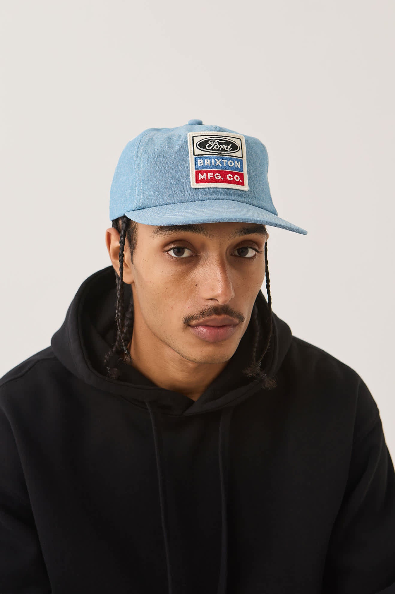 brixton-ford-service-dept-snapback-cap-blue-chambray-baumwolle image 2