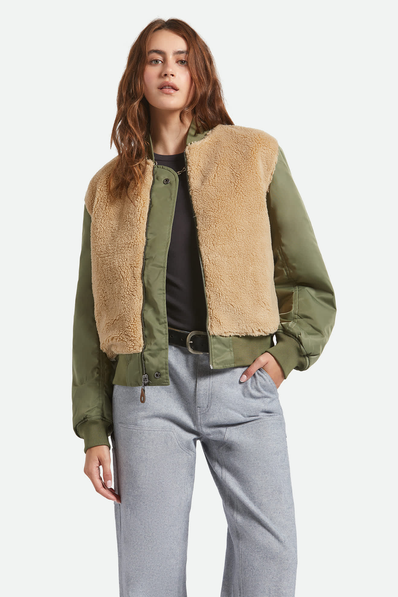 brixton-sherpa-surplus-bomberjacke-olive-surplus-damen image 1