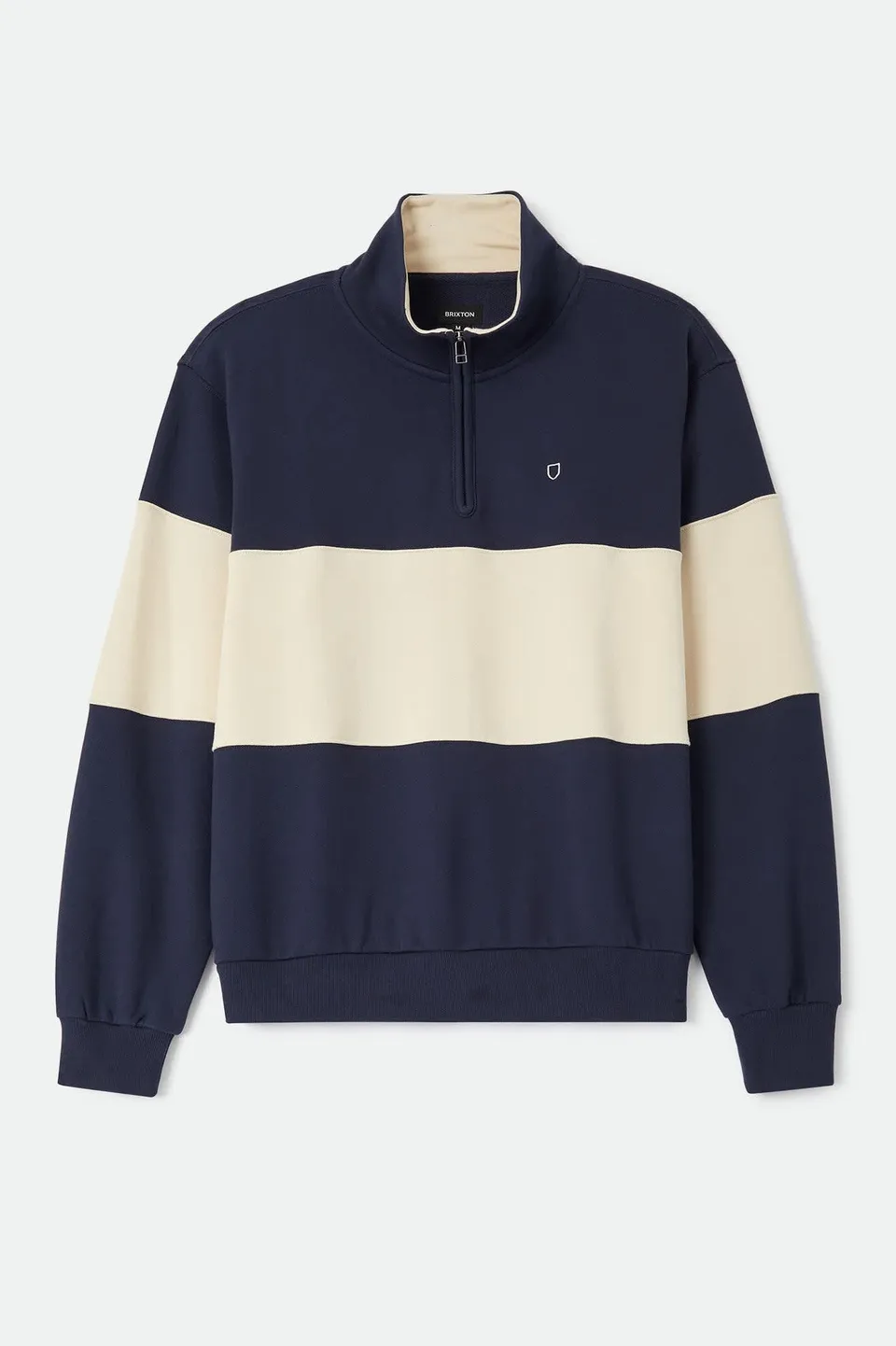 brixton-danville-quarter-zip-fleece-navy-whitecap-troyer-330gsm image 1