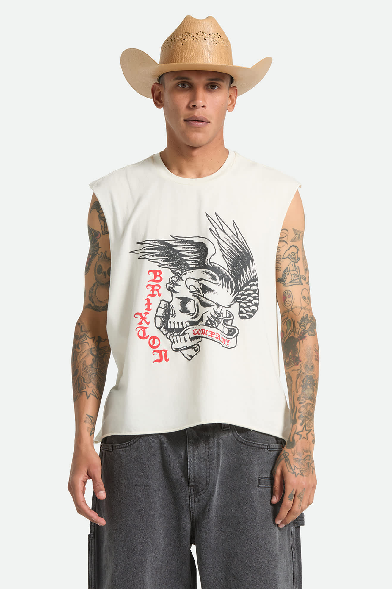 brixton-wolcott-boxy-muscle-tank-off-white-print image 2