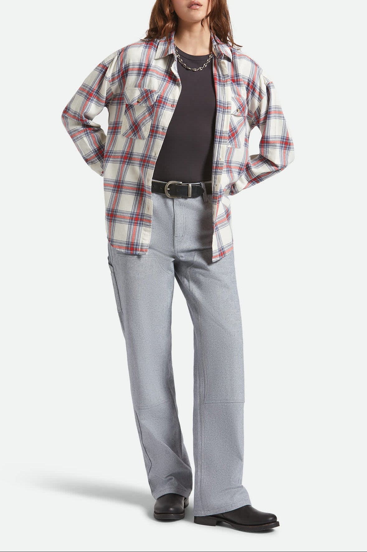 brixton-bowery-vintage-overshirt-damen-off-white-flanell image 5