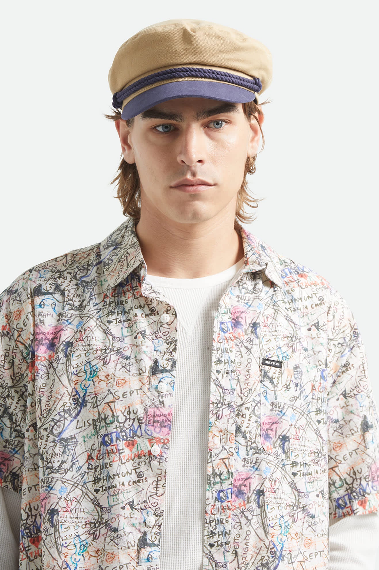 brixton-fiddler-fisherman-cap-sand-washed-navy-twill image 2