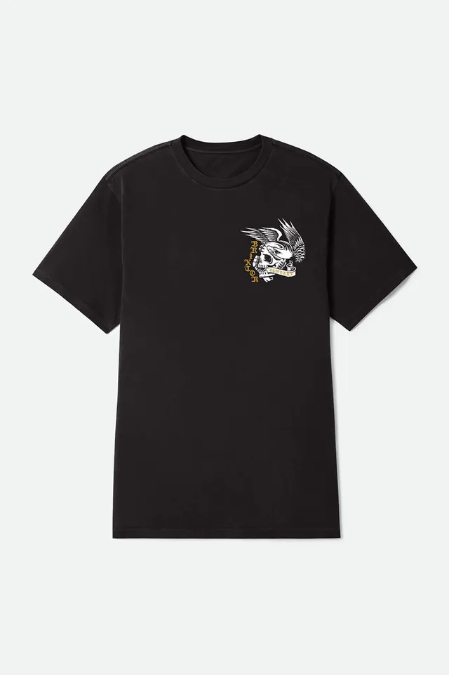 brixton-wolcott-t-shirt-schwarz-worn-wash-skull-print image 1