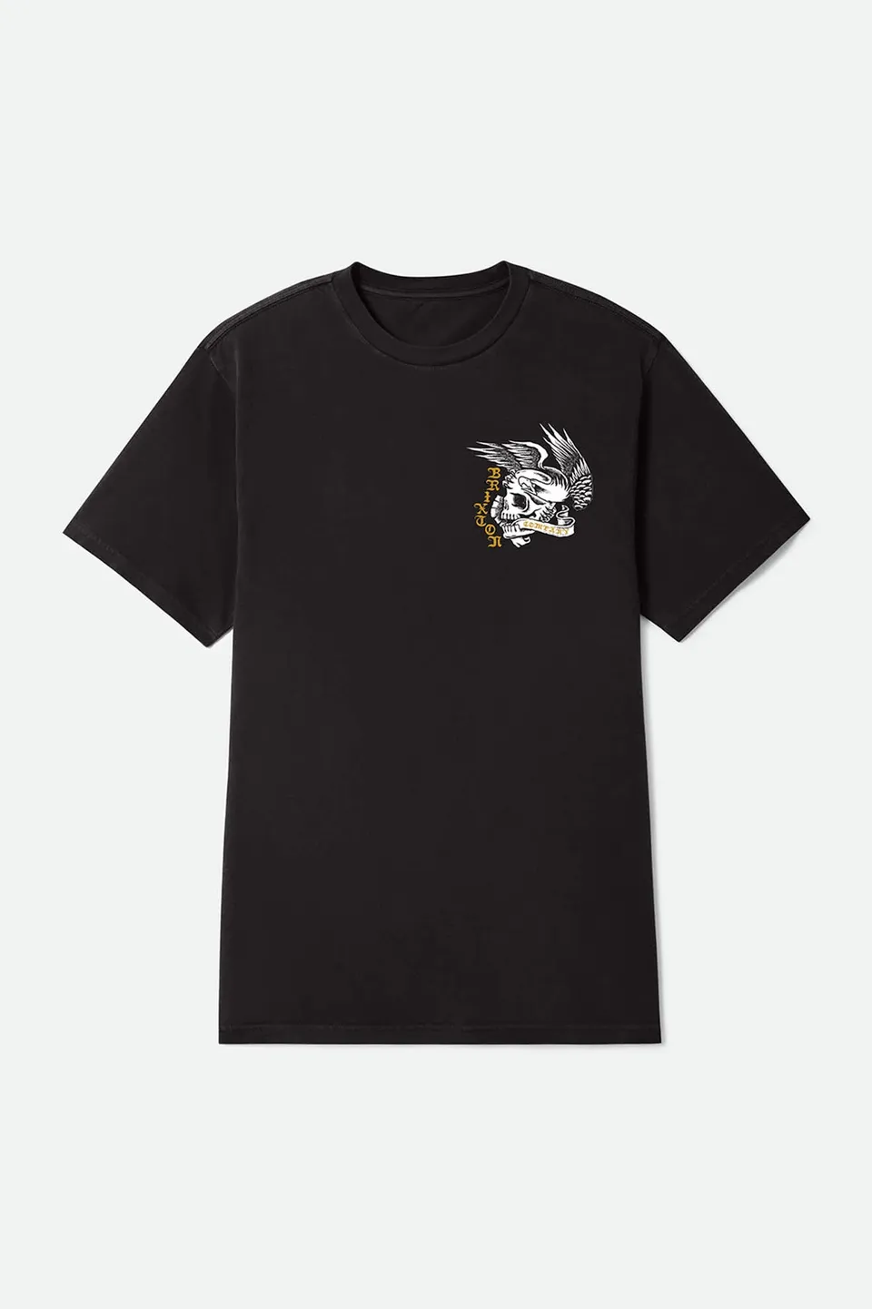 brixton-wolcott-t-shirt-schwarz-worn-wash-skull-print image 1