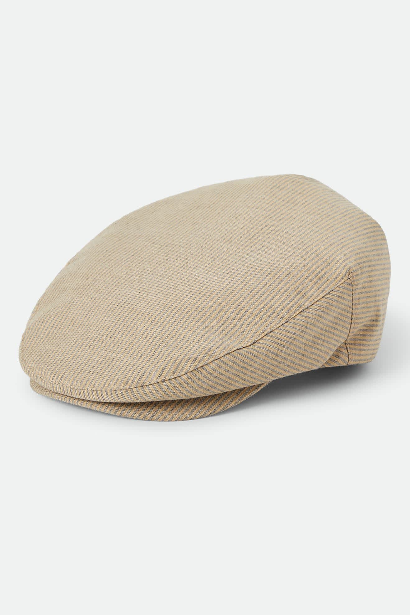 brixton-hooligan-flat-cap-khaki-stripe-washed-black-canvas image 1