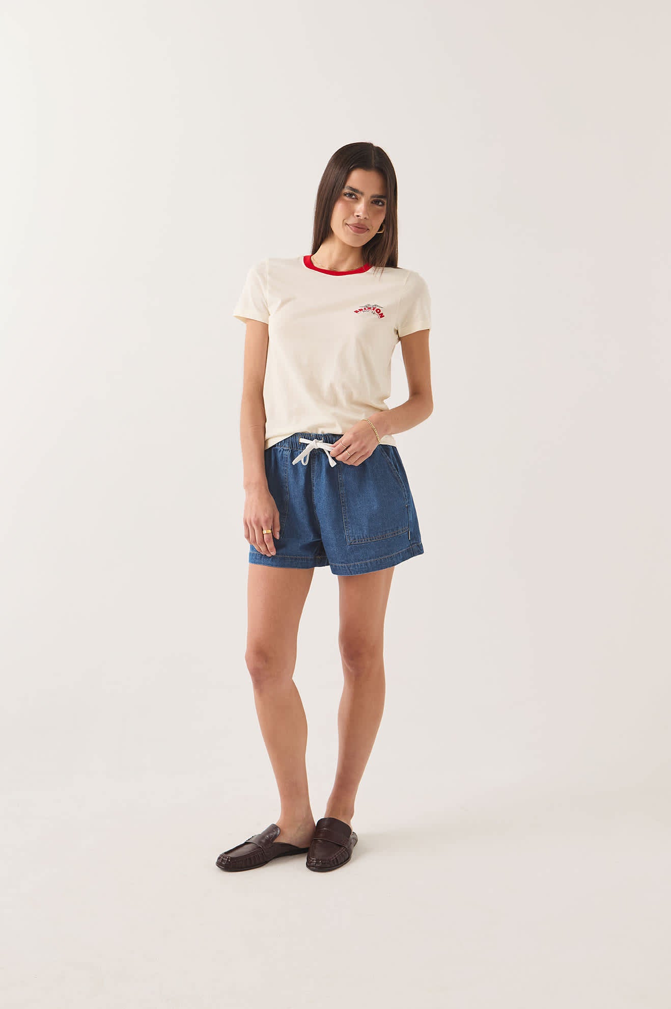 brixton-banner-slim-crew-t-shirt-off-white-baumwolle image 1