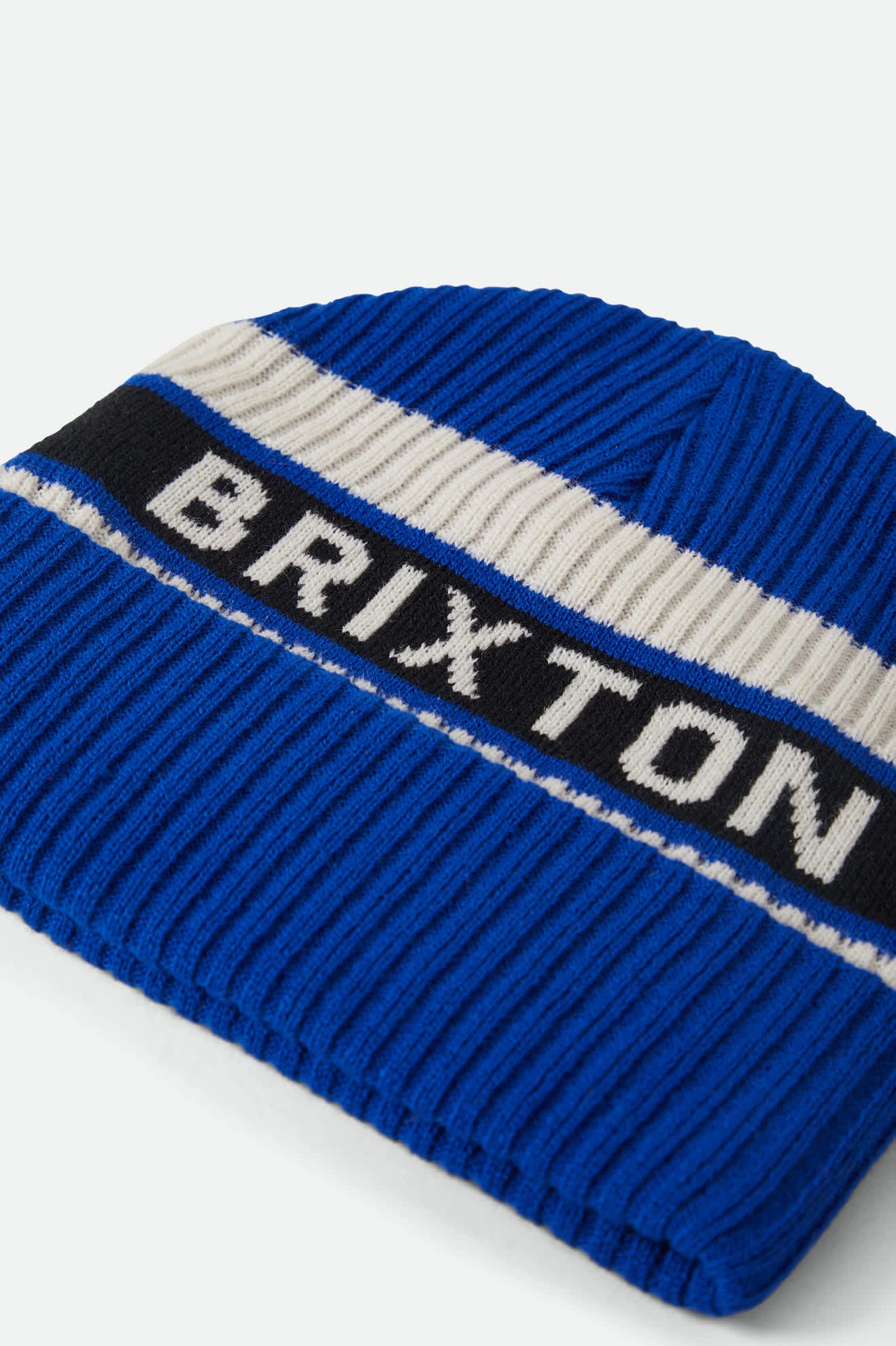 brixton-rainier-striped-beanie-royal-white-black-acryl image 2