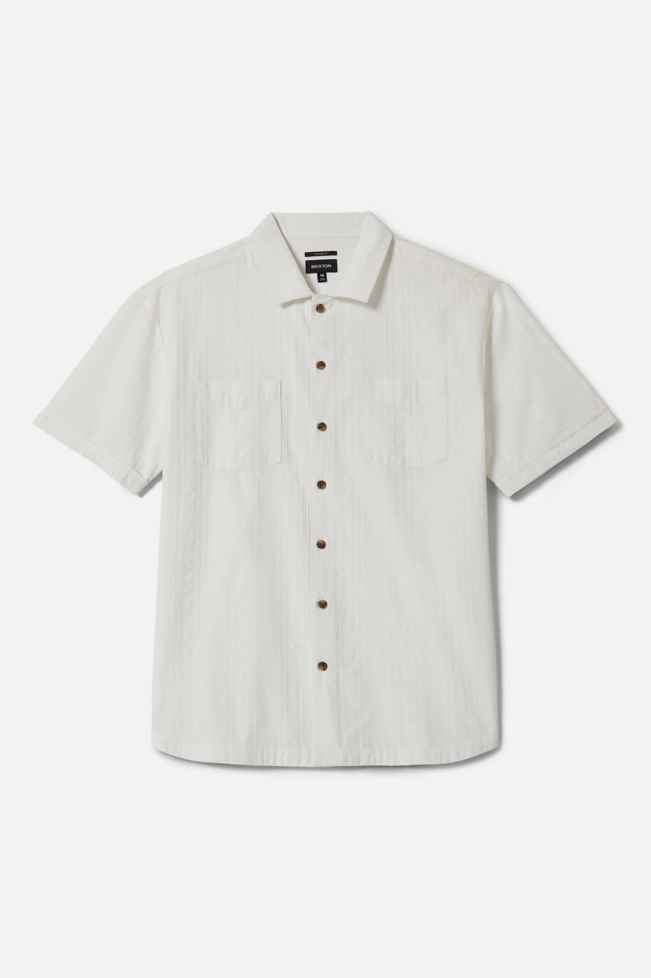 brixton-vintage-kurzarm-hemd-off-white-jacquard-stripe image 1