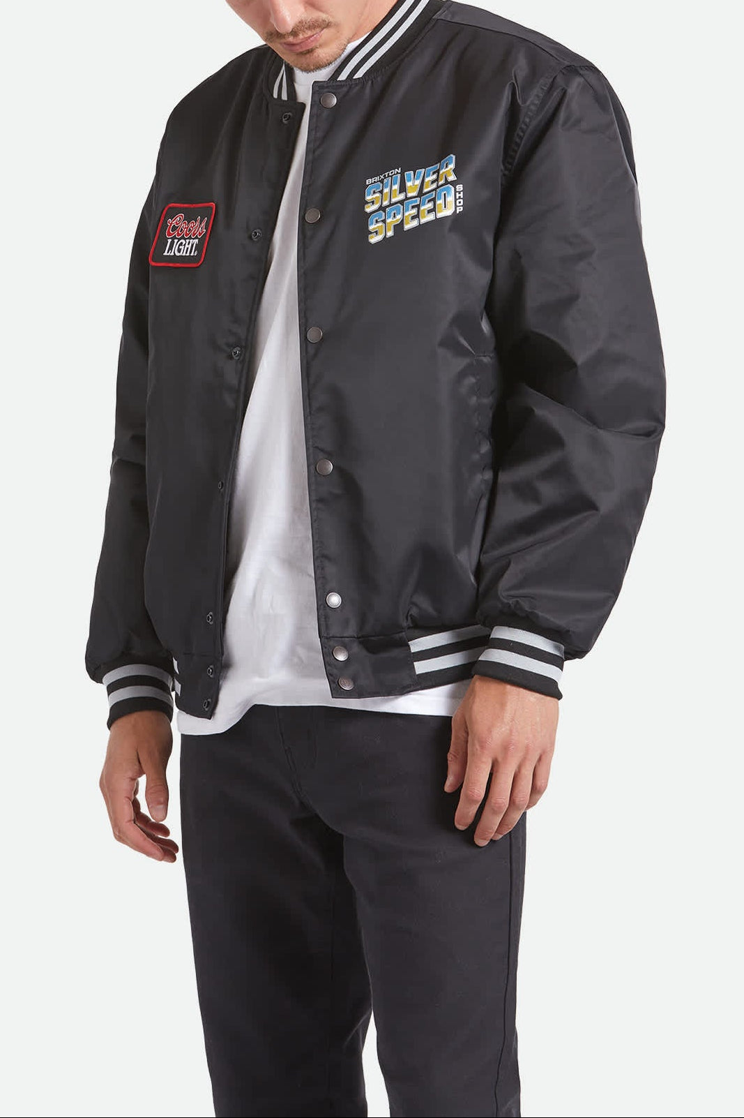 brixton-coors-light-silver-speed-shop-jacke-schwarz-silber image 2